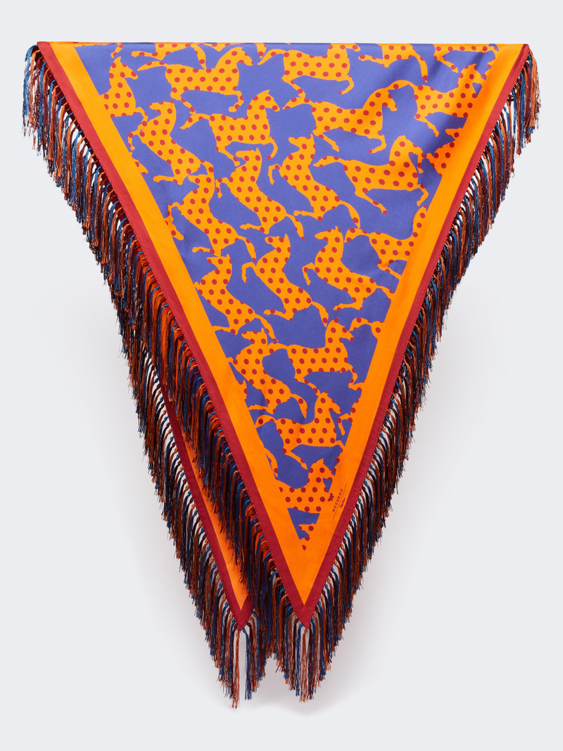 NINFEE Fringed printed silk scarf 1