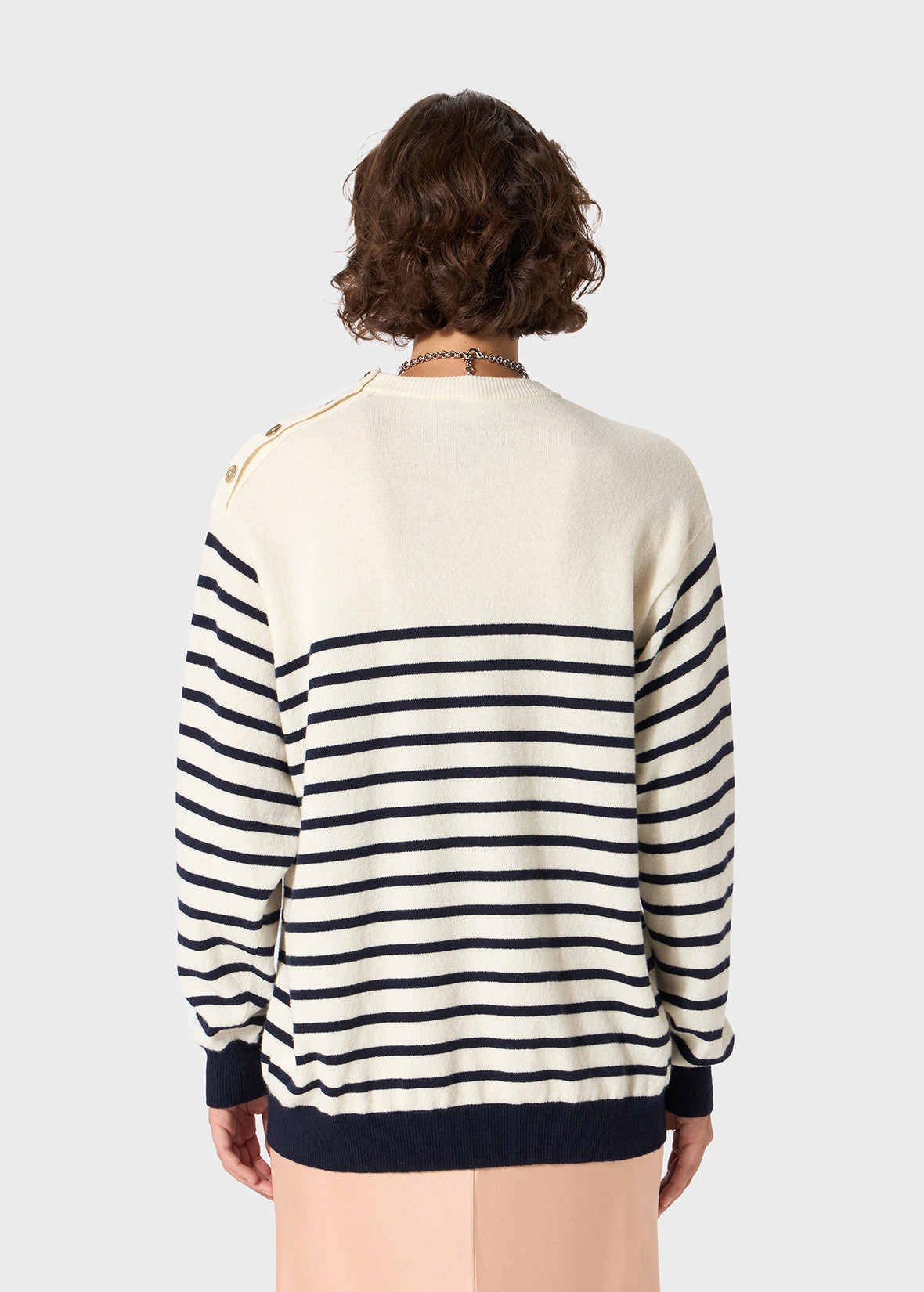 MARINIÈRE WOOL SWEATER WITH BLUMARINE LOGO - 4