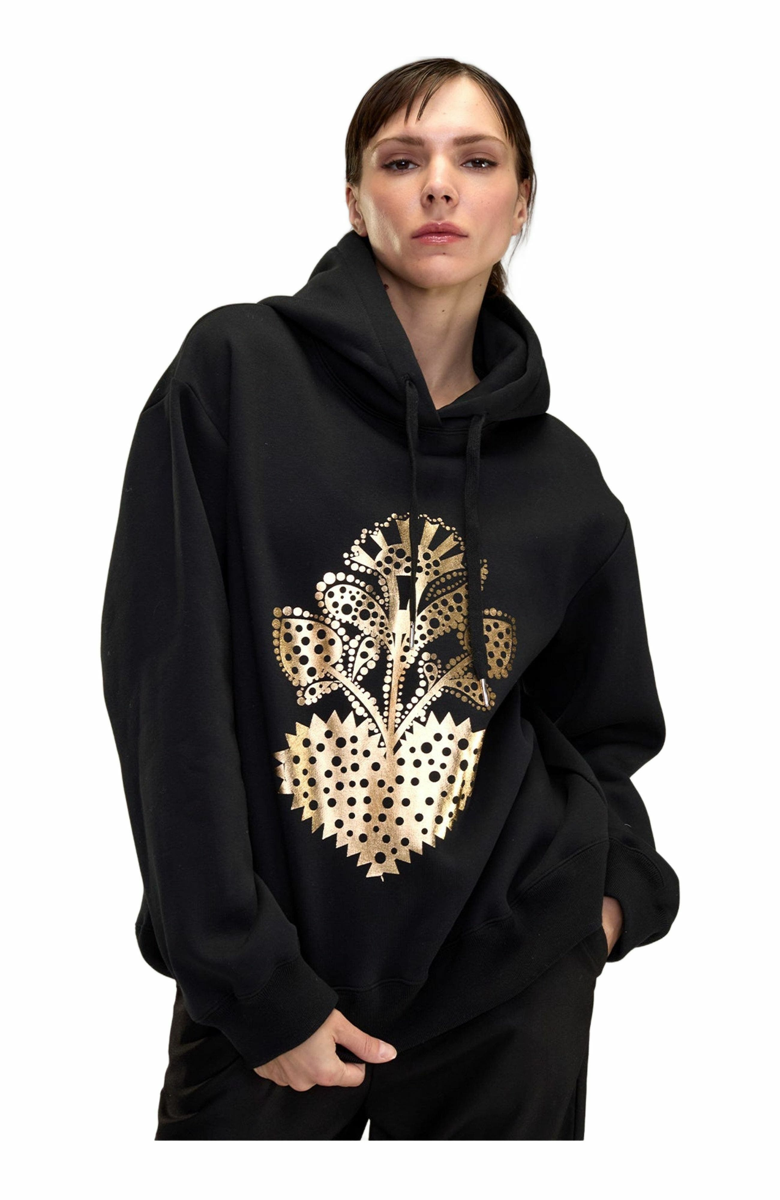 Cynthia Rowley Heart of Gold Hoodie in Black at Nordstrom - 2