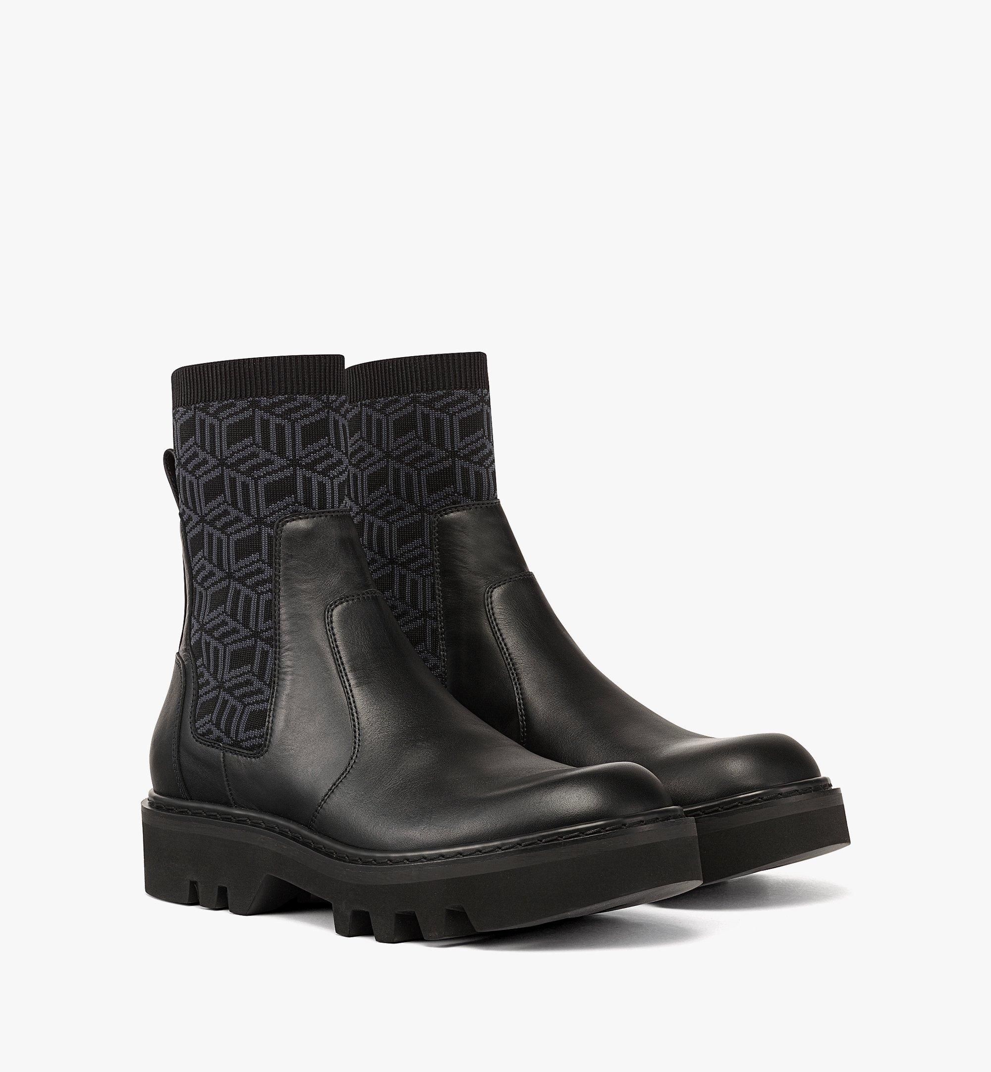 Cubic Knit Boots in Calf Leather - 1