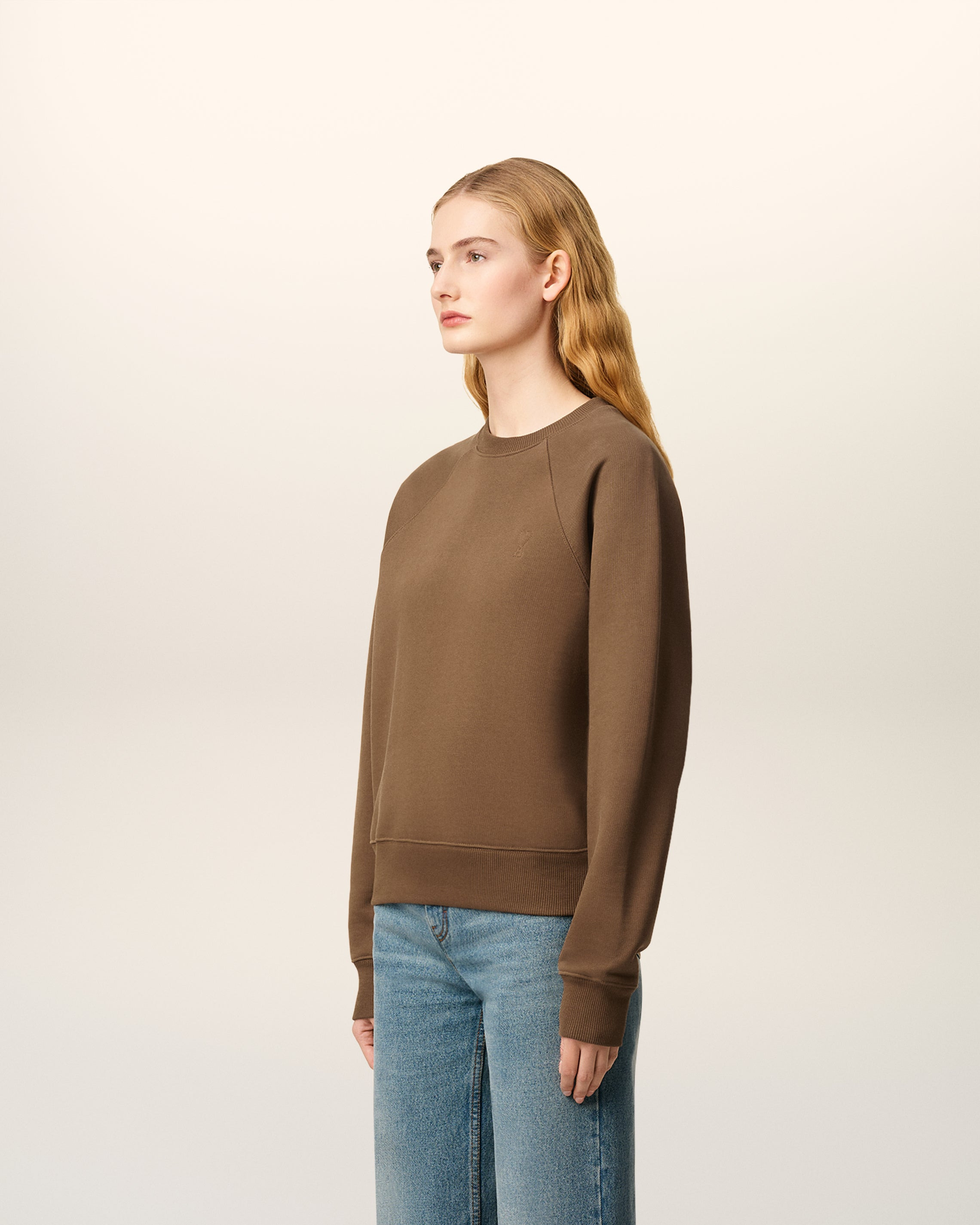 BROWN COTTON AMI DE COEUR SWEATSHIRT - 6