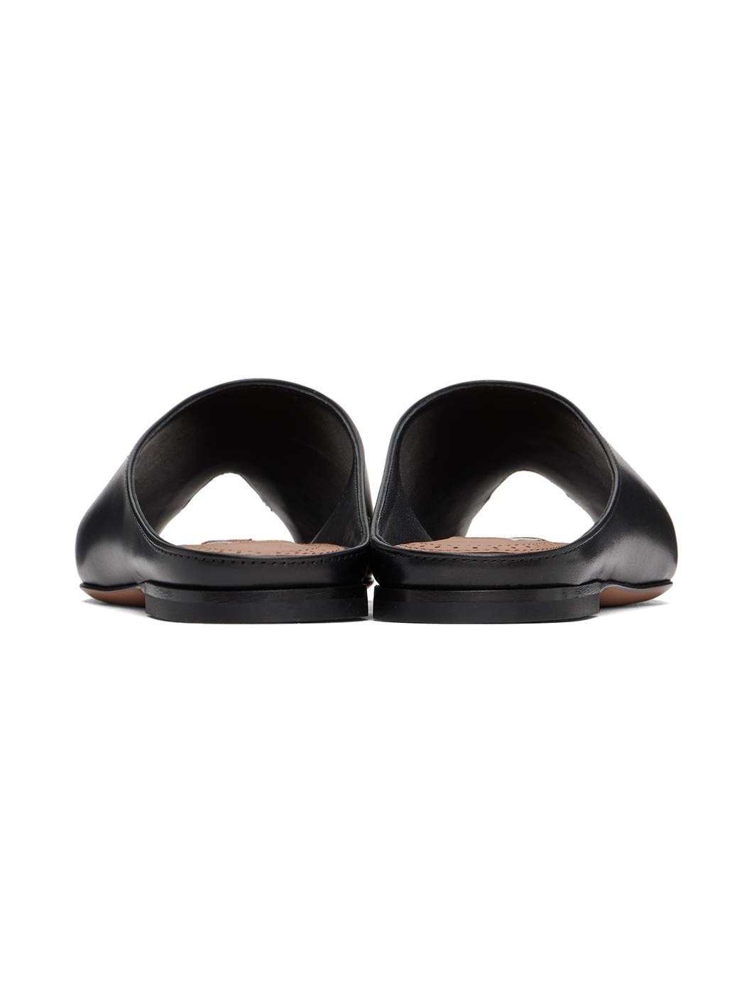Black Spike Flat Open Mules - 2