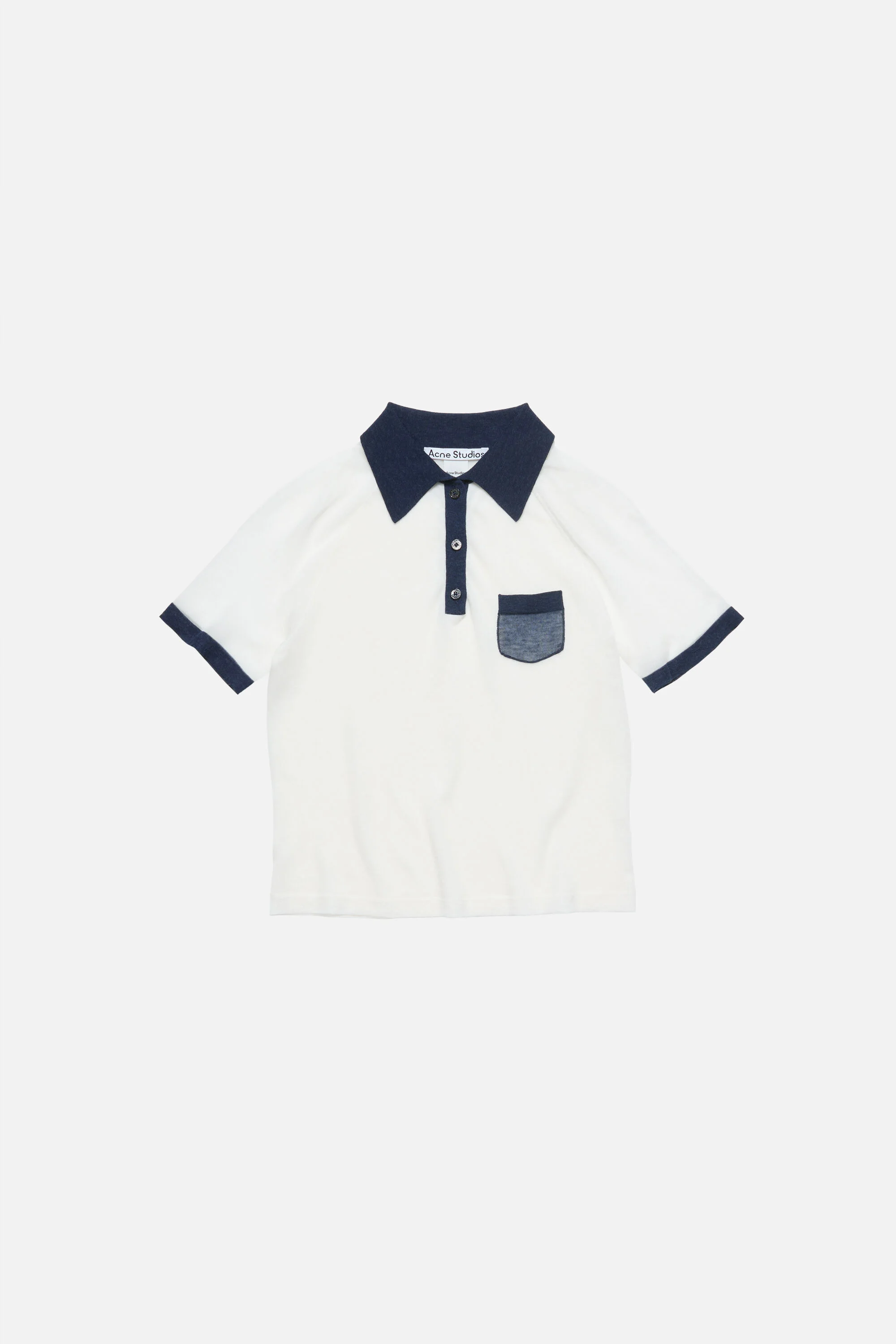 Short sleeve v-neck sweater - White/navy - 1