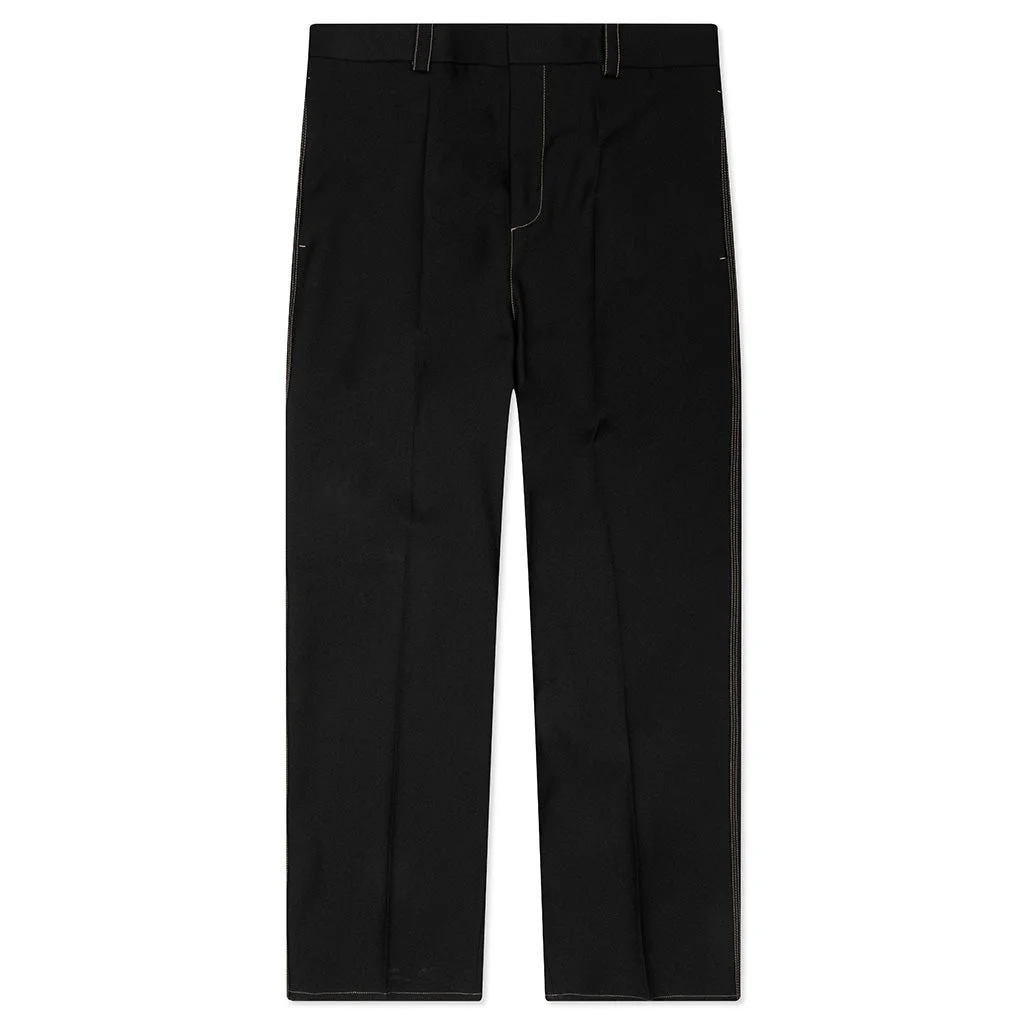 RECYCLED POLYESTER GABARDINE LOOSE FIT TROUSERS - BLACK - 1