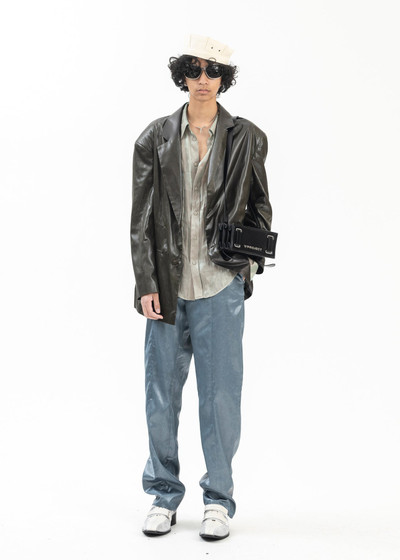 Martine Rose WET LOOK PETROL NARROW FRONT TROUSER outlook