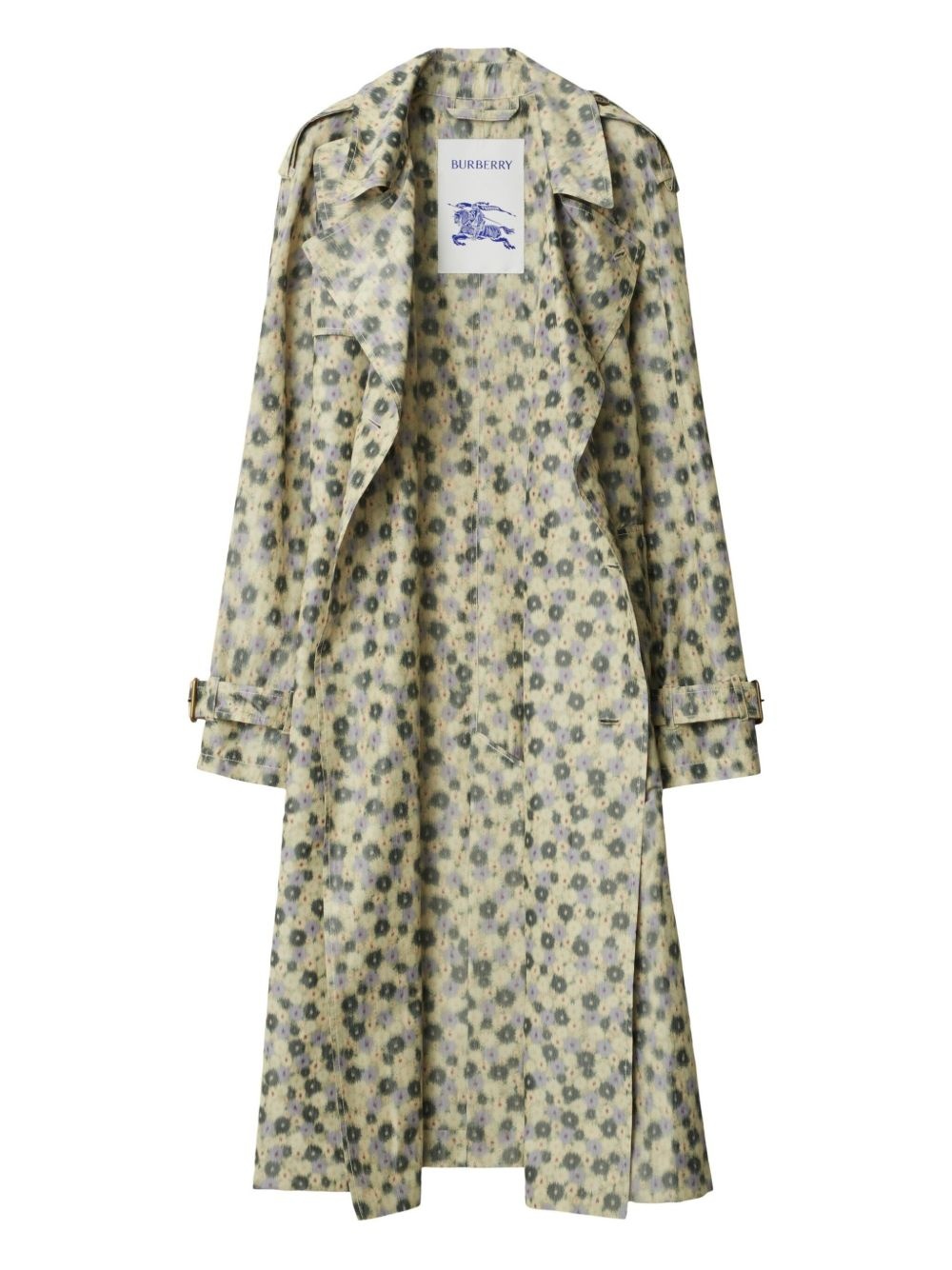 long daisy-print trench coat - 2