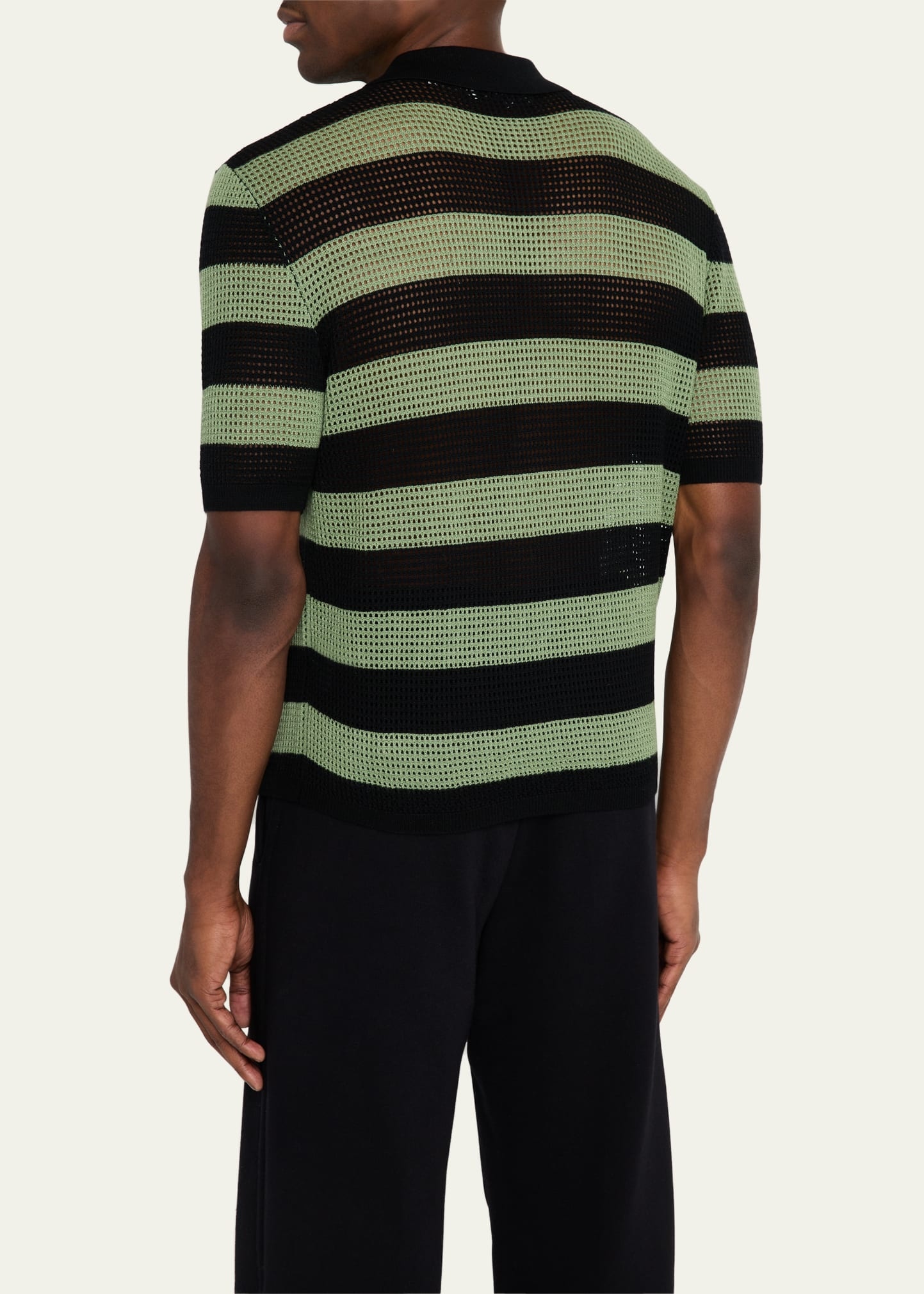 Men's Mesh Block Stripe Polo Shirt - 3