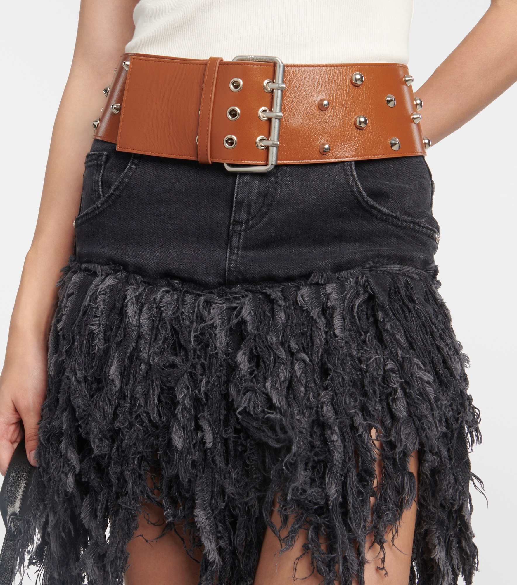 Wide studded leather belt - 2