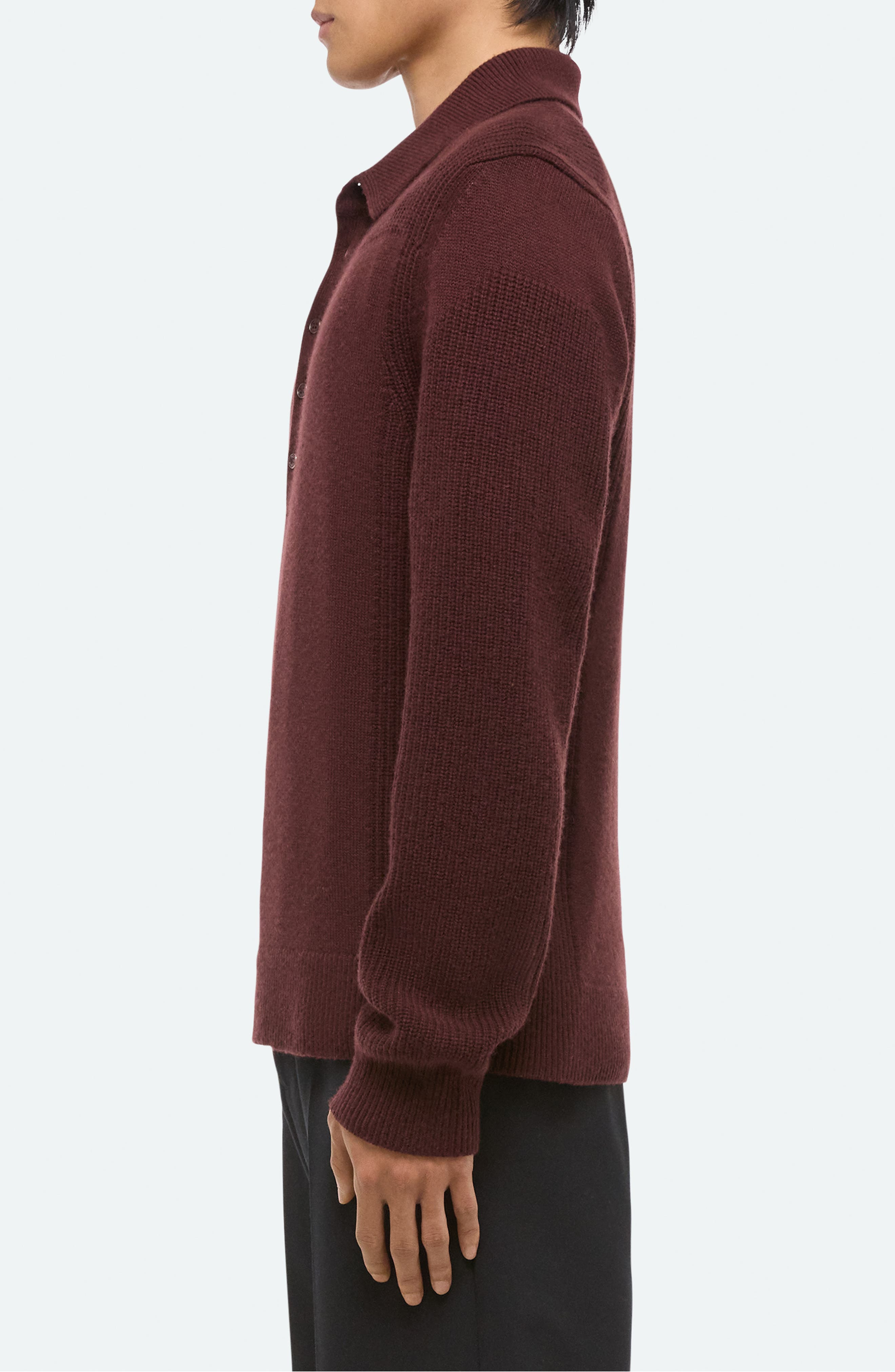 Helmut Lang Block Polo Sweater in Dark Burgundy - 3