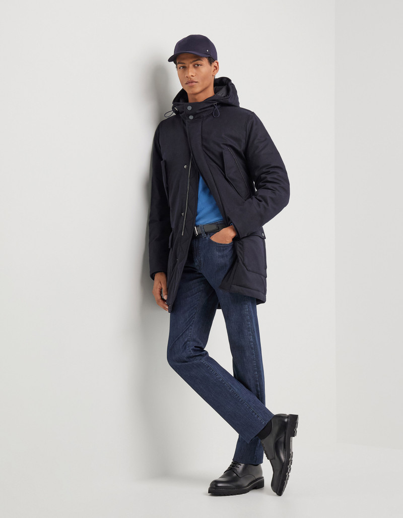 Canali BLUE CASHMERE CAR COAT WITH MEMBRANE AND HOOD outlook