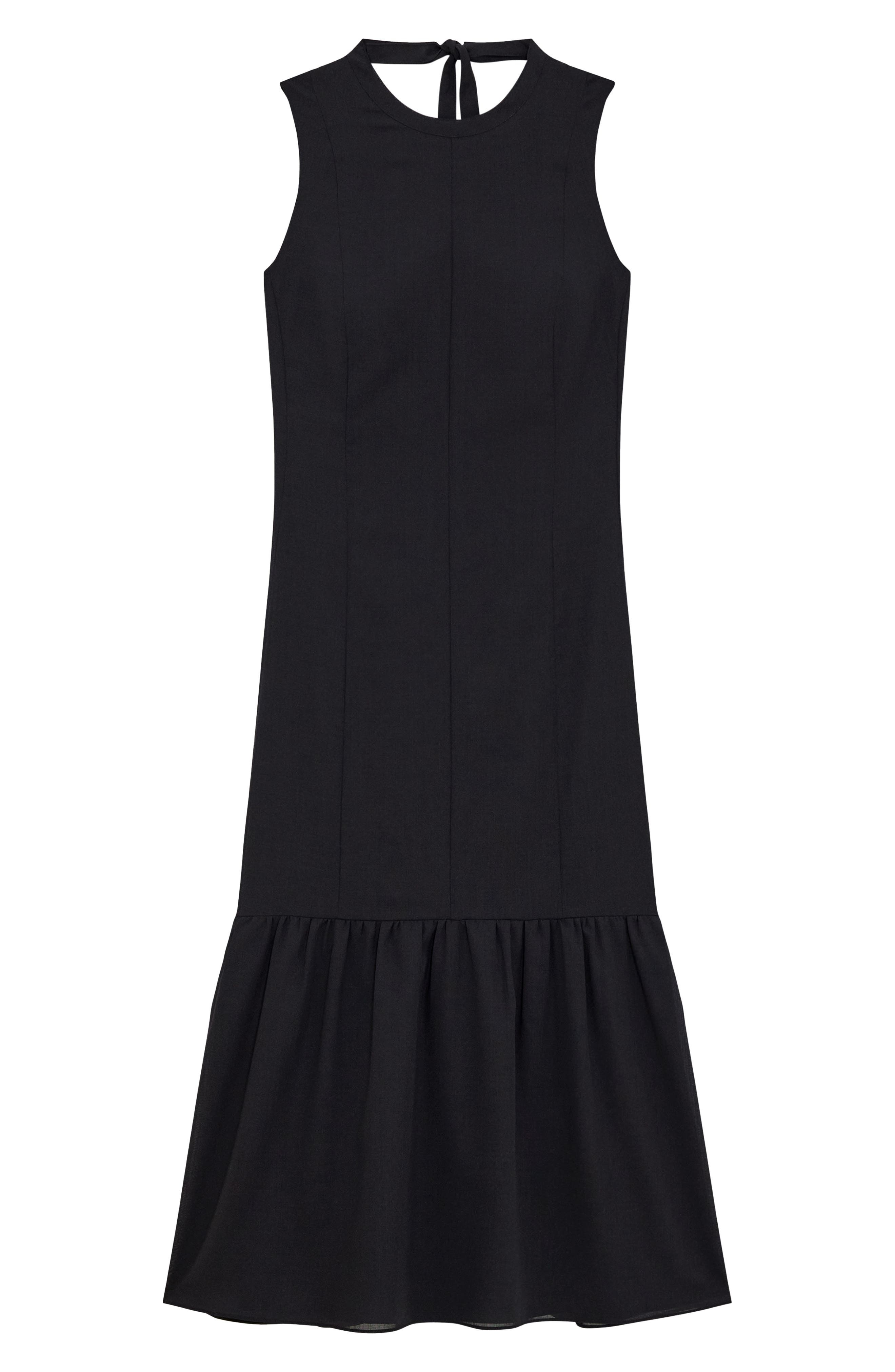 Theory Tier Tie Back Midi Dress in Black at Nordstrom - 5