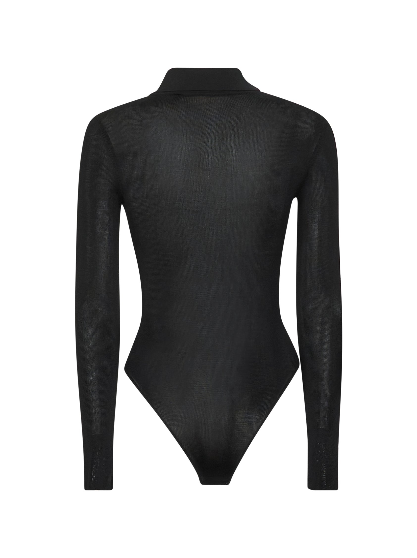 Black viscose knit long-sleeved bodysuit - 2
