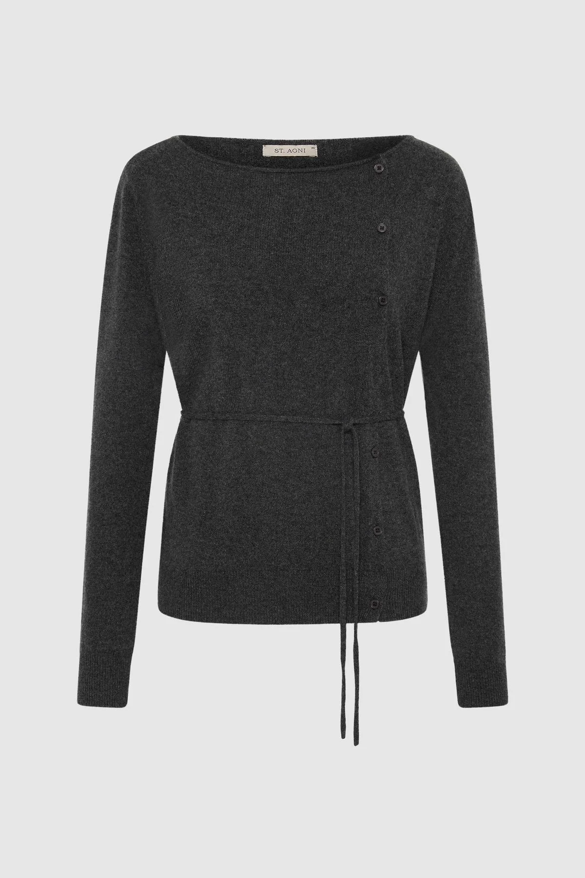 Cashmere Asymm Cardigan - Charcoal Melange - 1