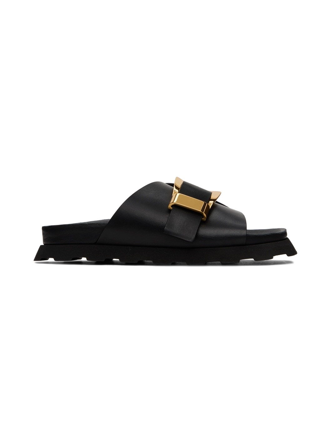Black Buckle Slides - 1