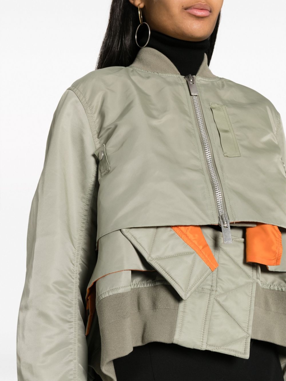 sacai layered zip-up bomber jacket | REVERSIBLE