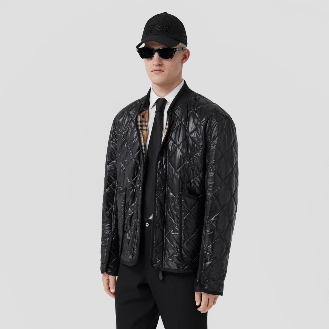 Diamond Quilted Nylon Bomber Jacket - 5