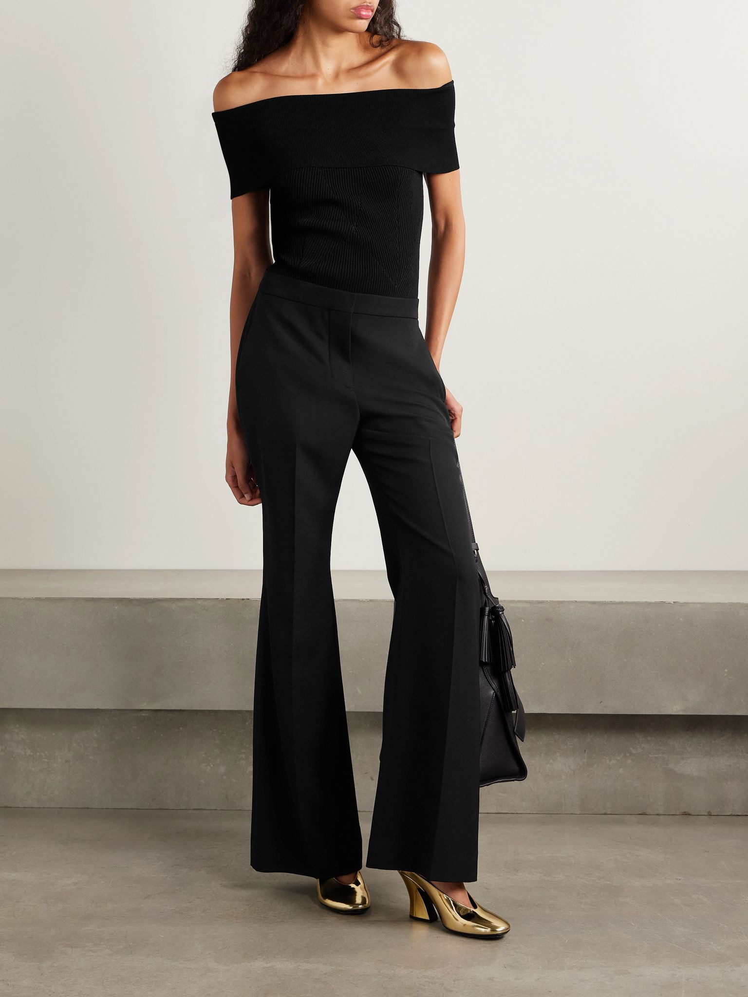 Grain de poudre wool flared pants Black - 2