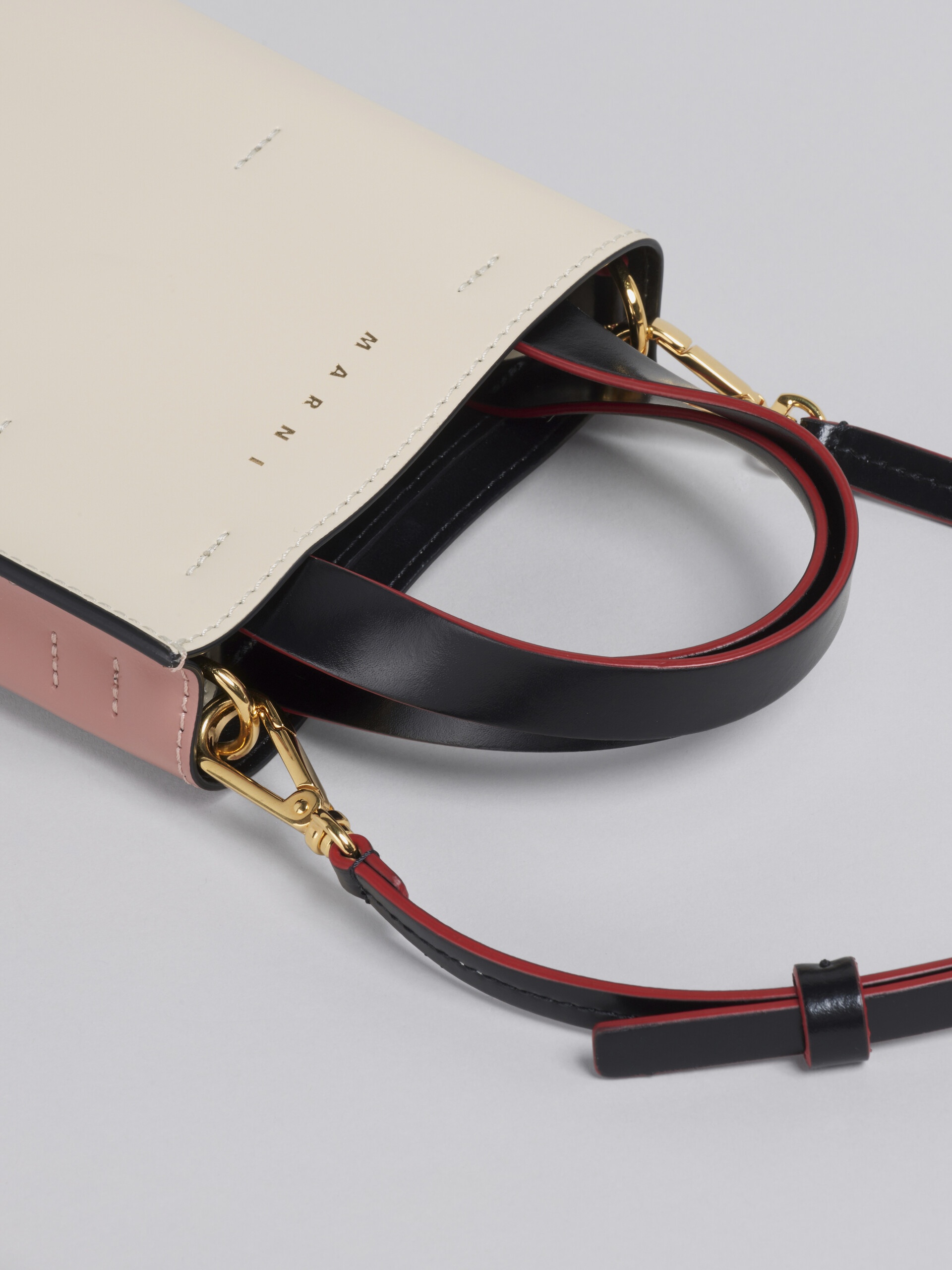 MUSEO NANO BAG IN BEIGE AND PINK SHINY LEATHER - 4