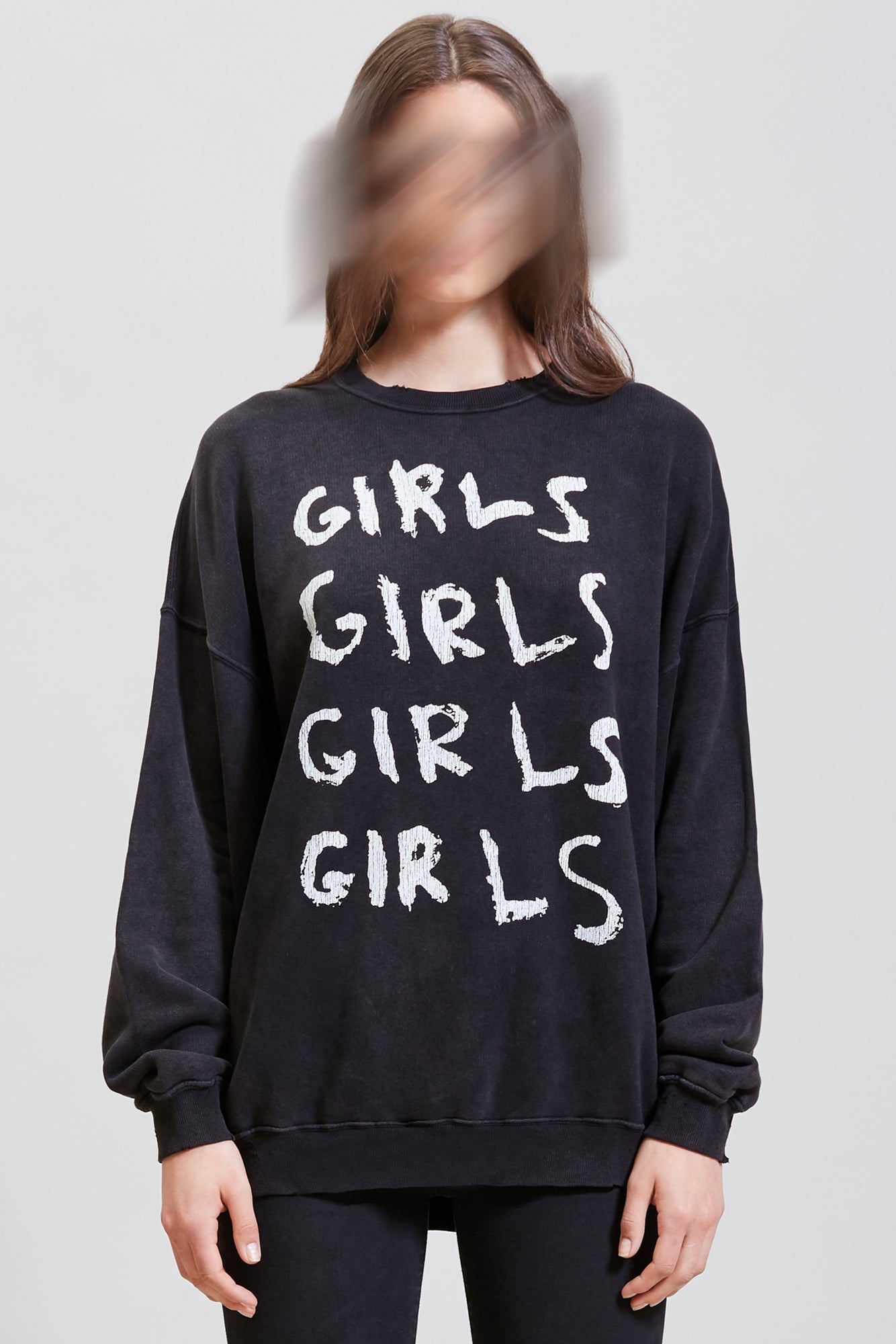 GIRLS GIRLS OVERSIZED CREWNECK - ACID BLACK | R13 - 3