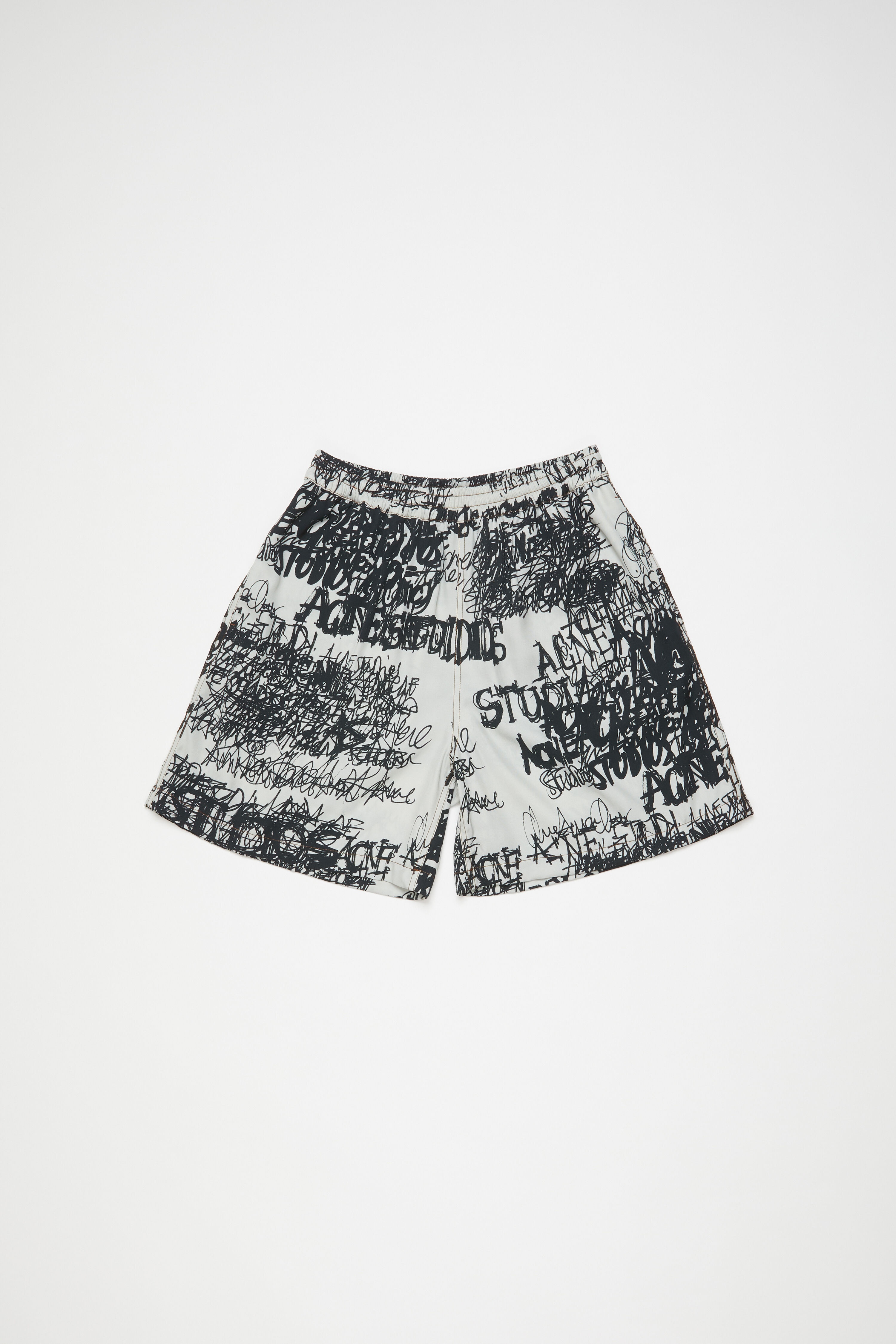 Printed shorts - Light grey/black - 7