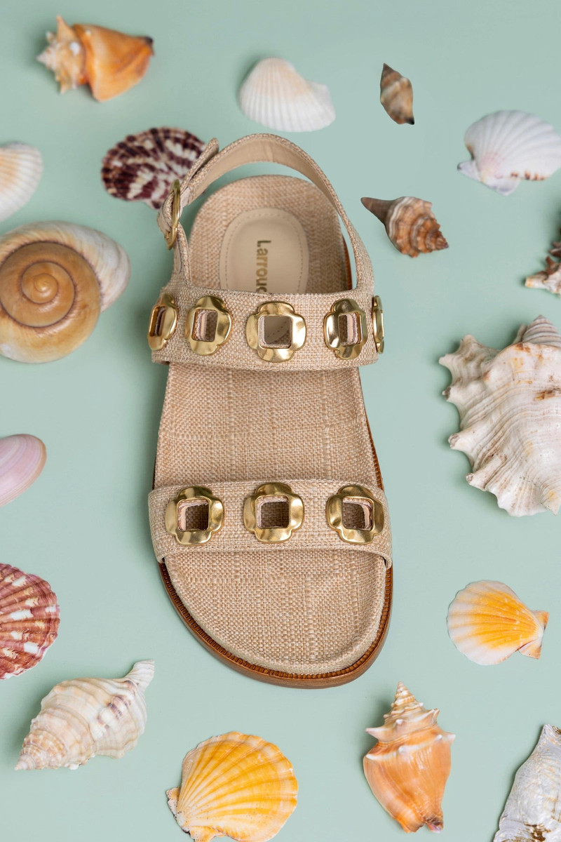 Larroudé Milan Sport Sandal In Beige Raffia outlook