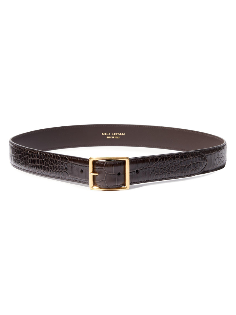 Women's Gabriele Leather Belt - Espresso Antique Gold Buckle 1