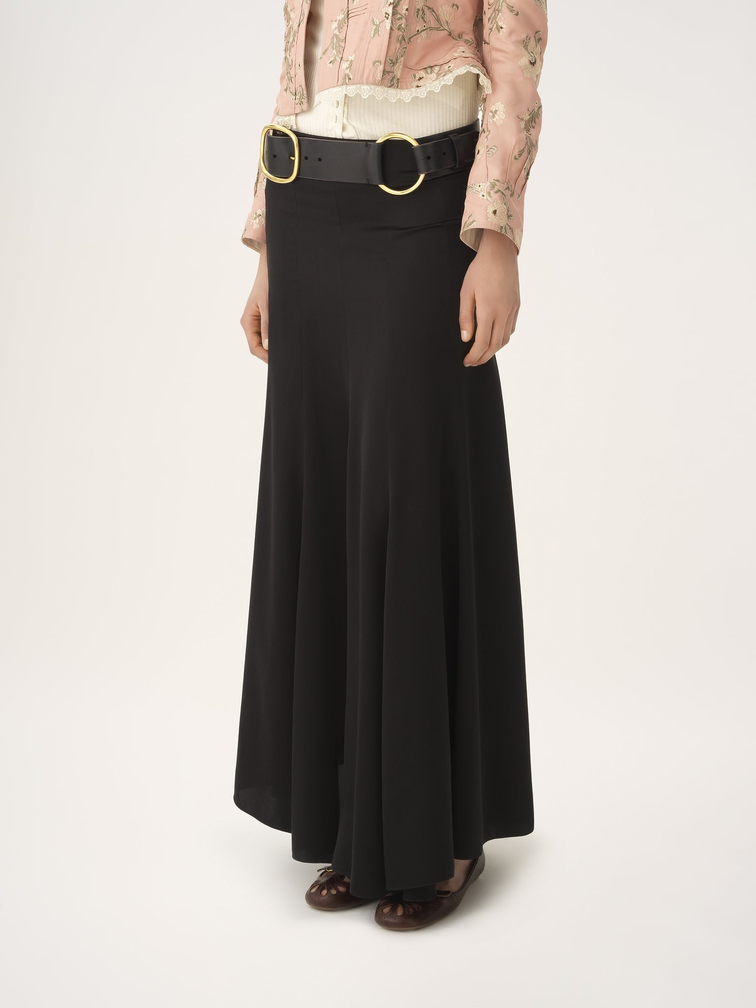FLUID MAXI SKIRT IN WASHED SILK SATIN - 4