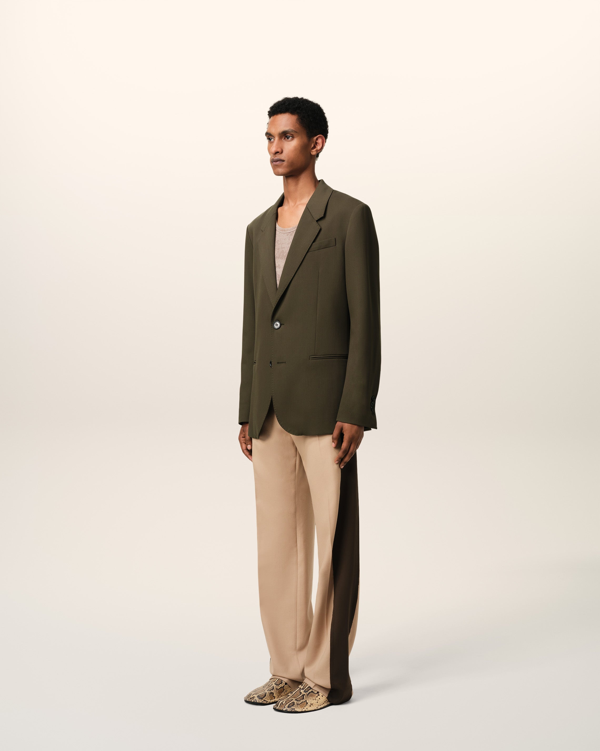 GREEN WOOL SEMI-LINED JACKET - 6