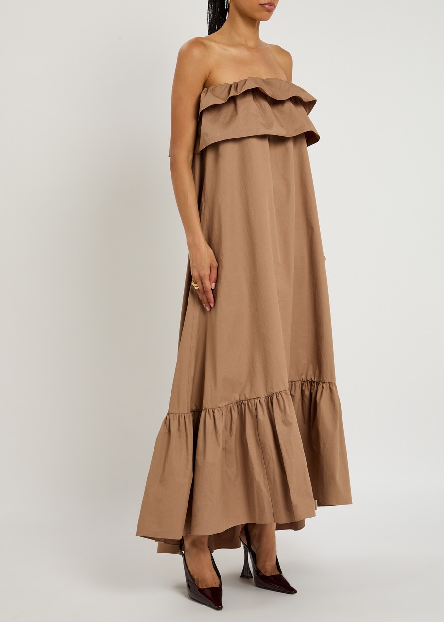 Saint Laurent Tiered Strapless Cotton-poplin Maxi Dress - 2