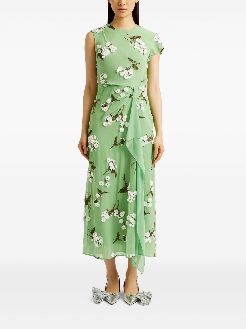 embellished chiffon midi dress - 3