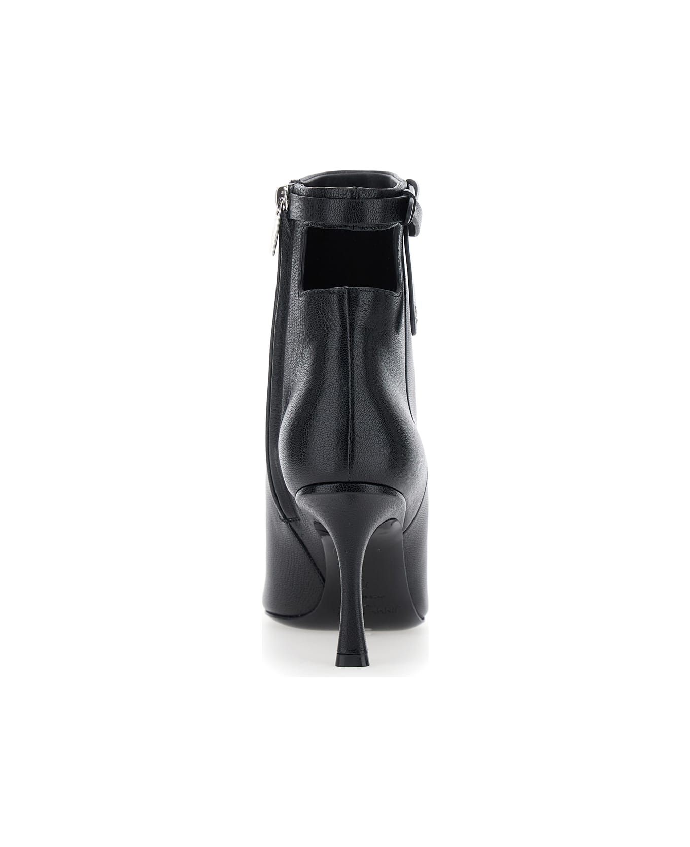 'camie' Black Ankle Boots With Knot Detail In Leather Woman - 4