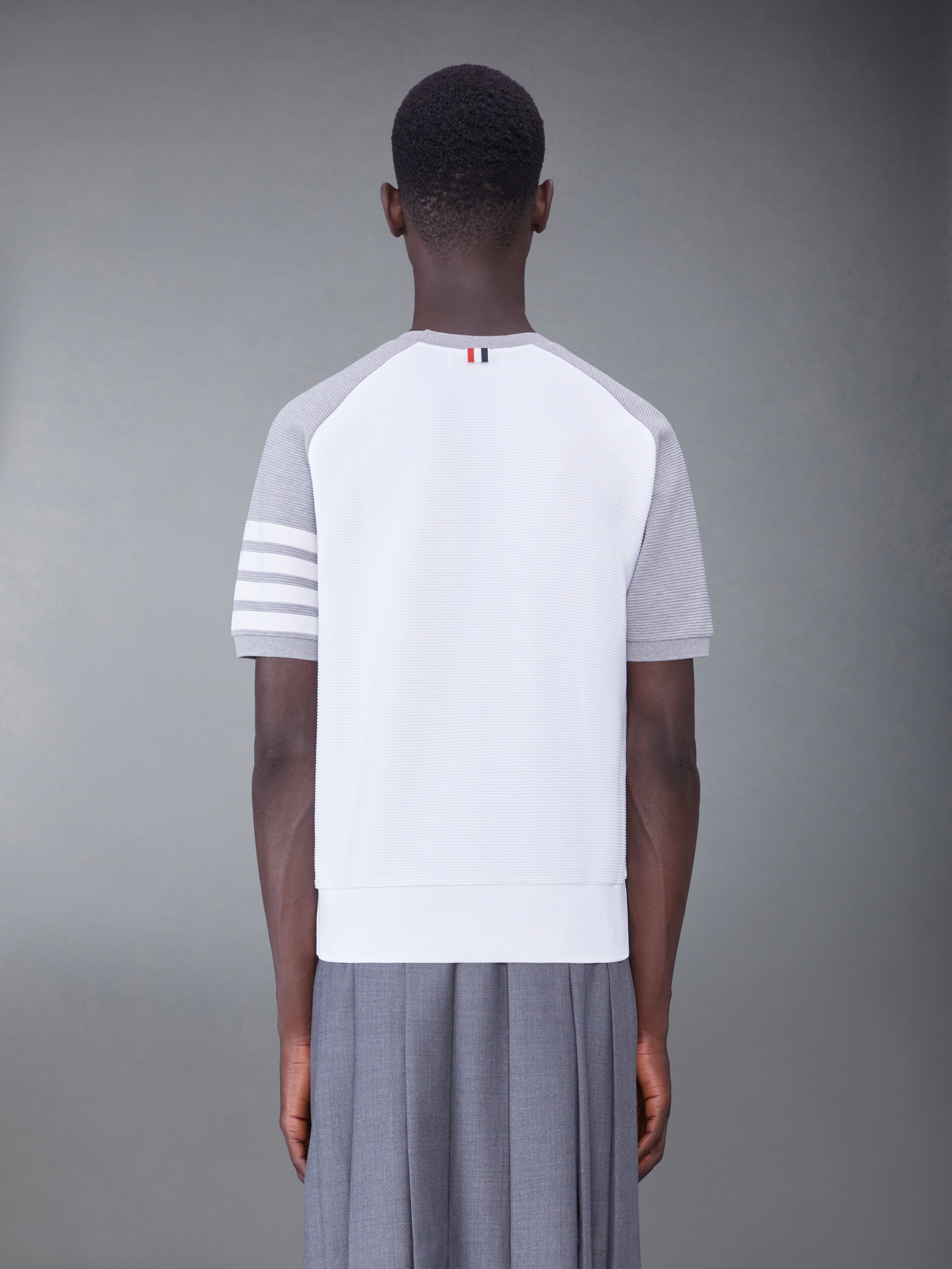 COTTON OTTOMAN RIB 4-BAR SADDLE SHORT SLEEVE SWEATSHIRT - 2