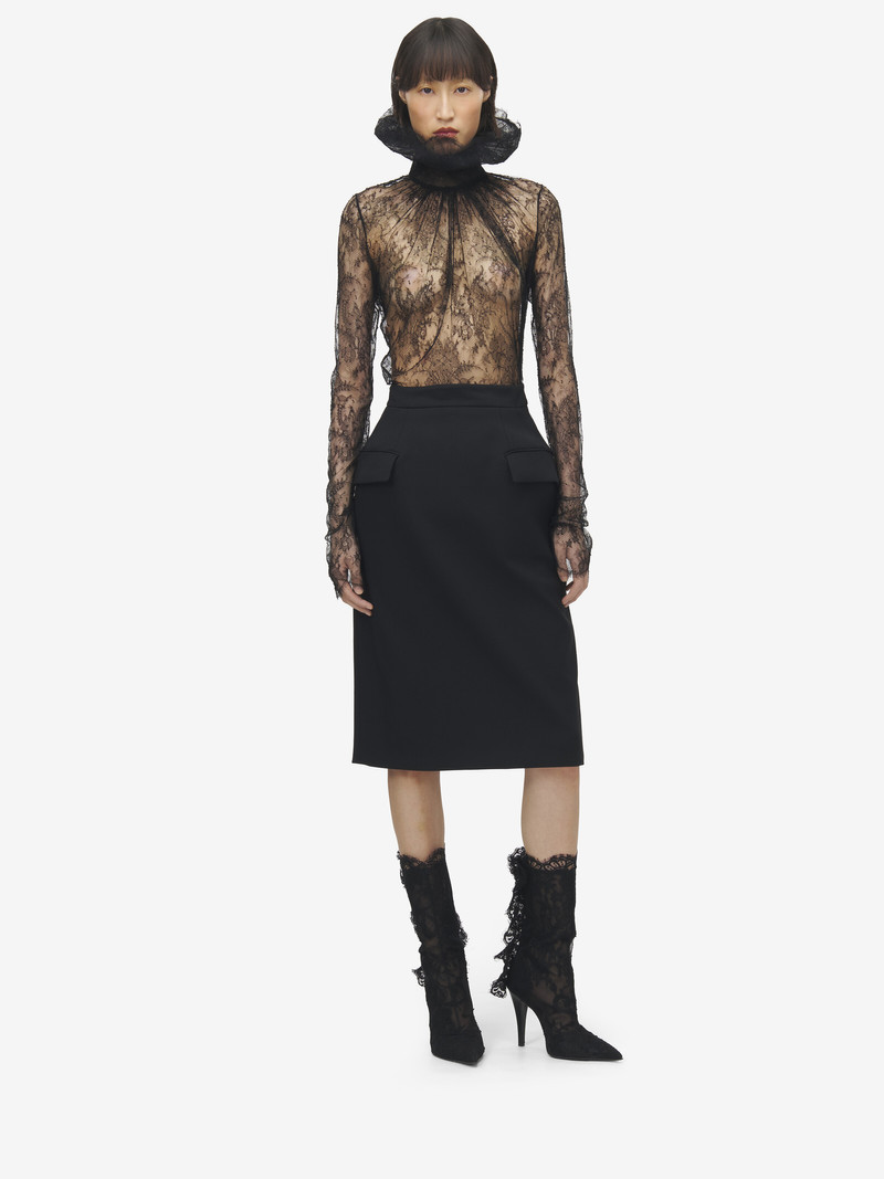 Alexander McQueen Wool Gabardine Pencil Skirt outlook