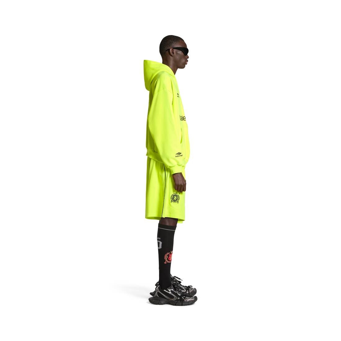 Paris Soccer Zip-up Hoodie Medium Fit in Neon Yellow - 3