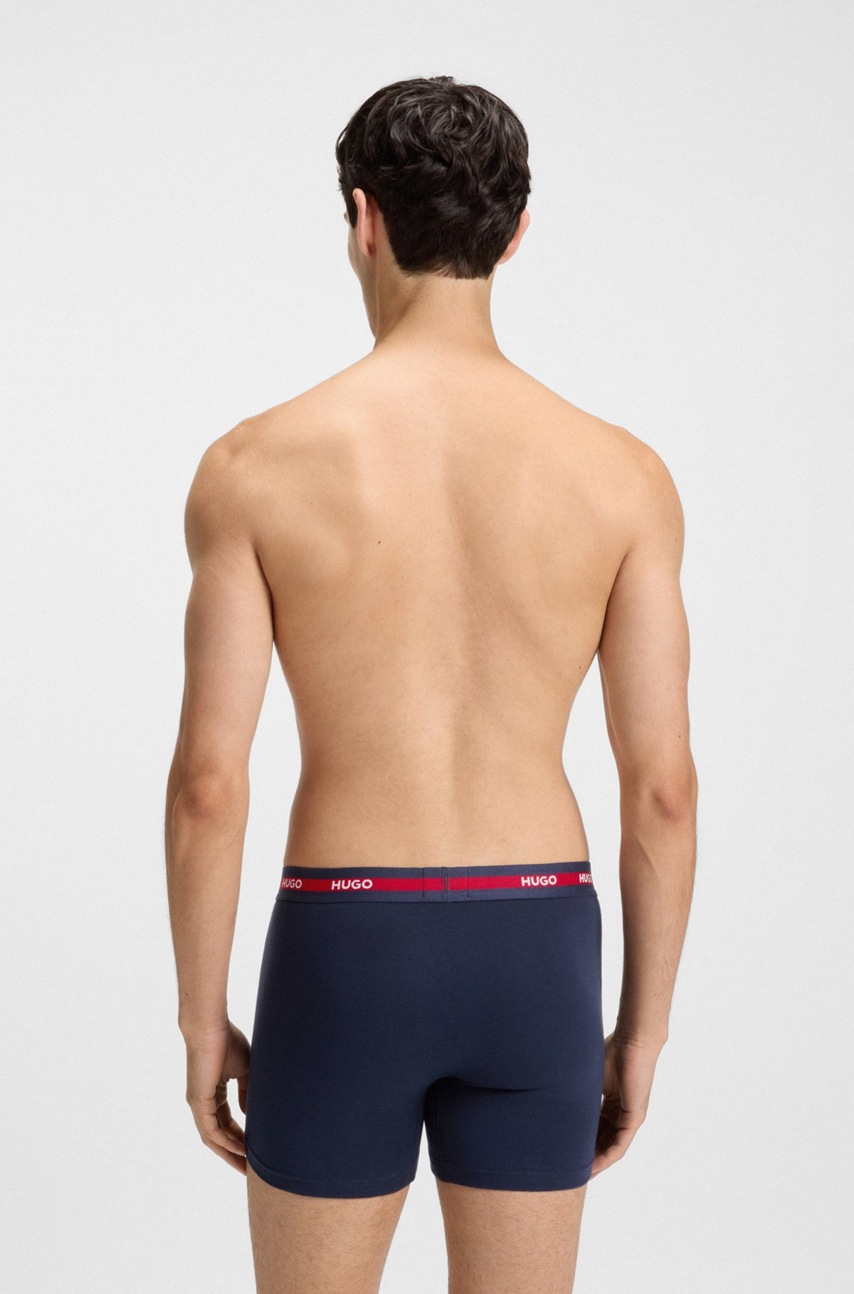 THREE-PACK OF STRETCH-COTTON BOXER BRIEFS WITH LOGOS - 3