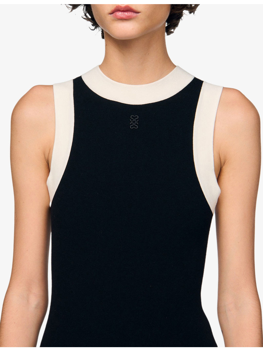 Monogram-Embroidered Contrast-Trim Woven Bodysuit - 5