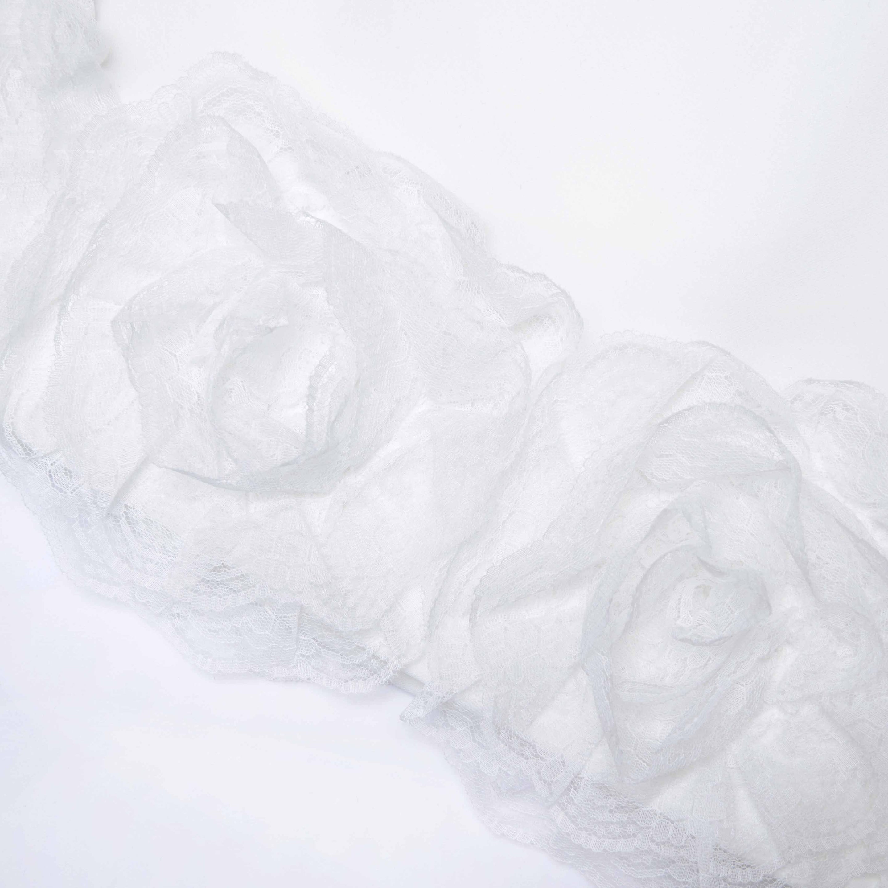 White Crepe 3D Flower Mini Dress - 5