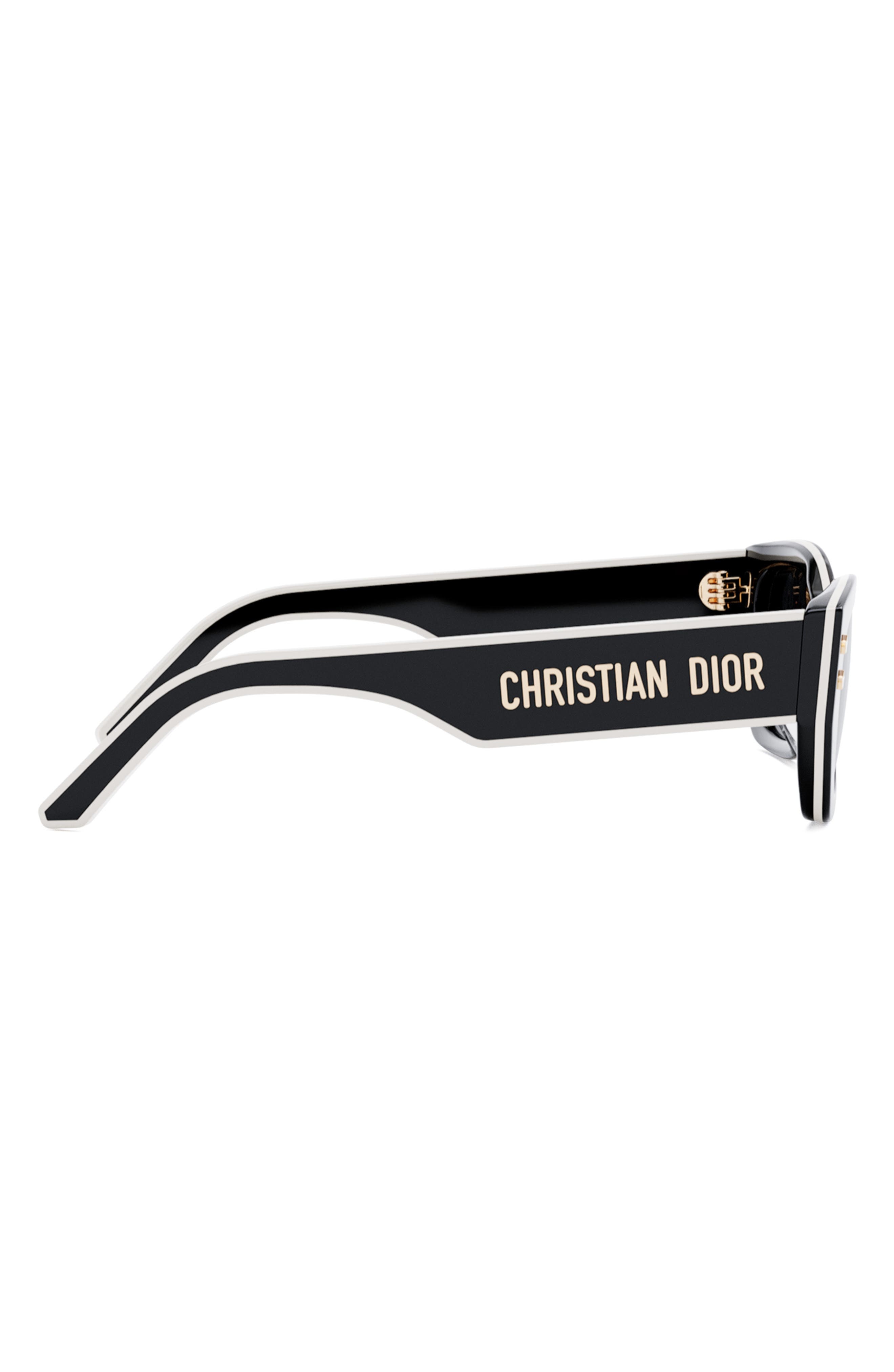 'DiorPacific S2U 53mm Rectangular Sunglasses in Shiny Black /Smoke at Nordstrom - 4