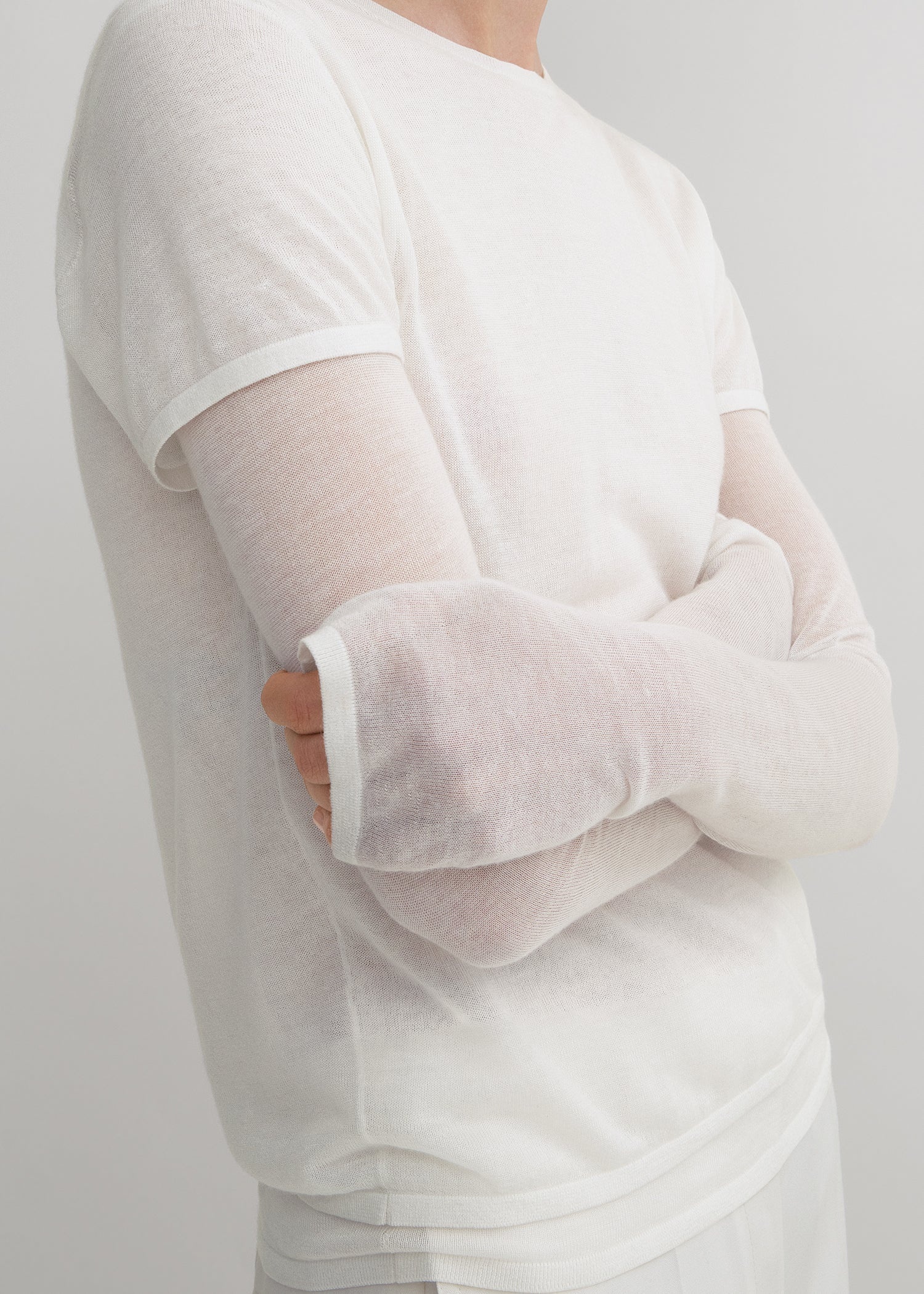 Layered knit tee talc - 6