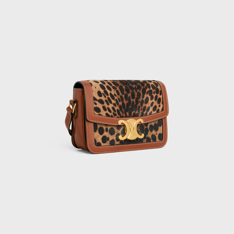 CELINE Teen Triomphe Bag in Pony calfskin with Leopard Print and calfskin outlook