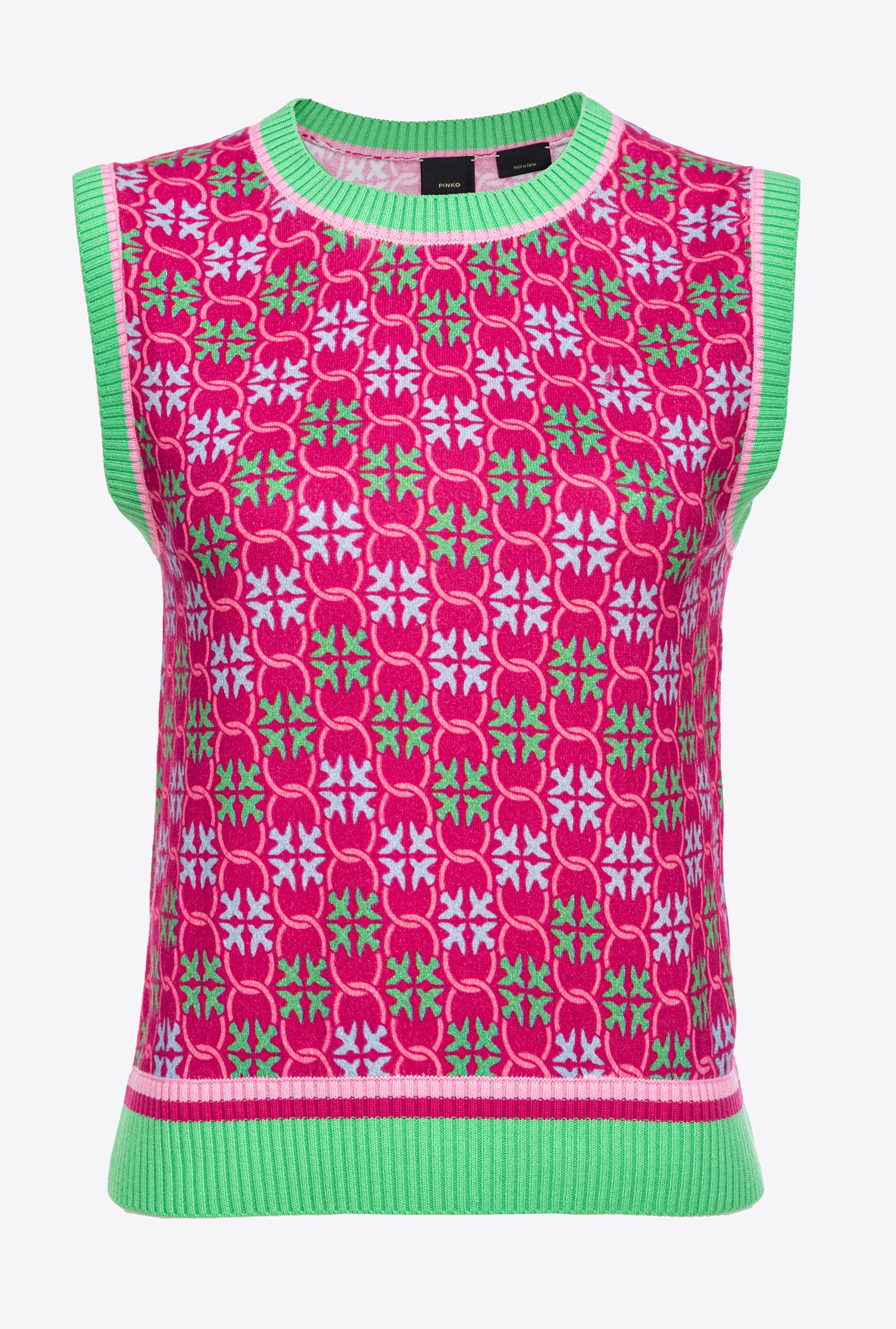 SLEEVELESS KNIT TOP WITH MULTICOLOUR MONOGRAM - 1
