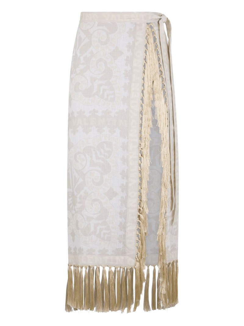 fringed patterned midi skirt 1