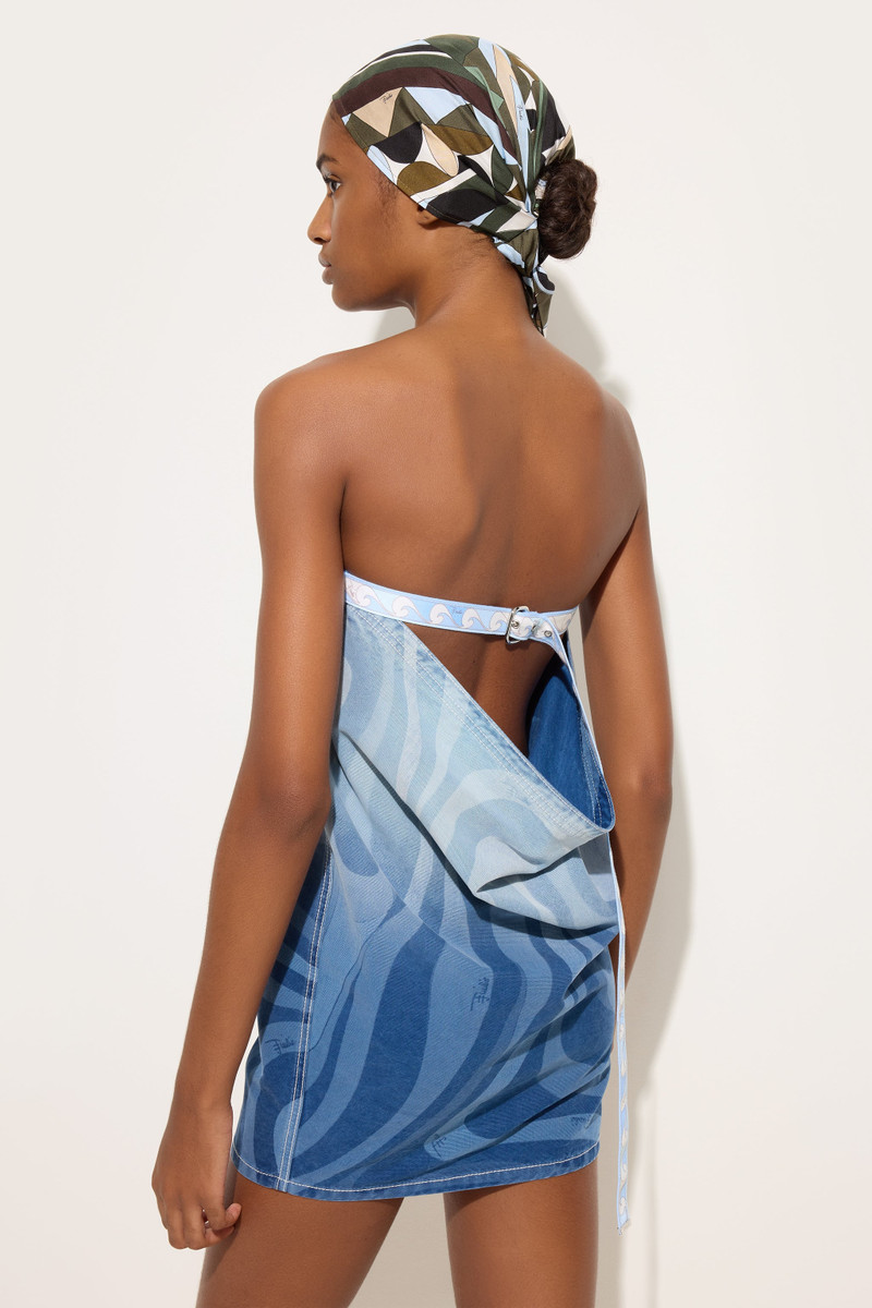 MARMO PRINT SHORT DENIM DRESS 5