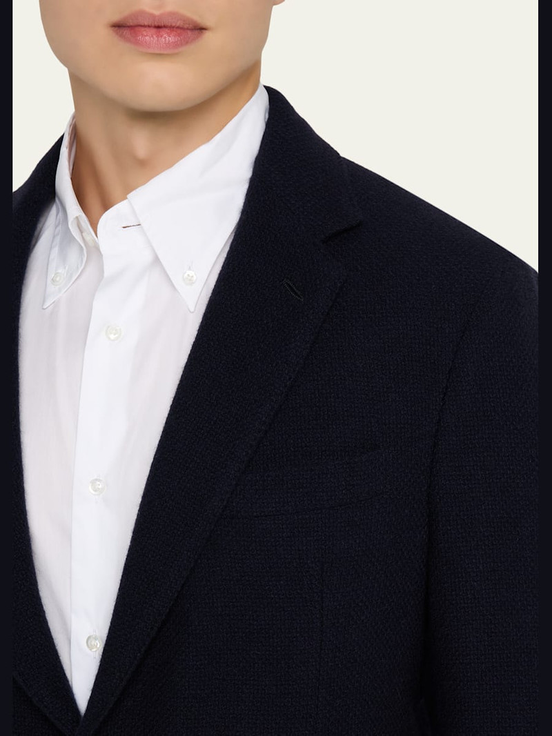 Men's Textured Wool Notch Lapel Sport Coat 5