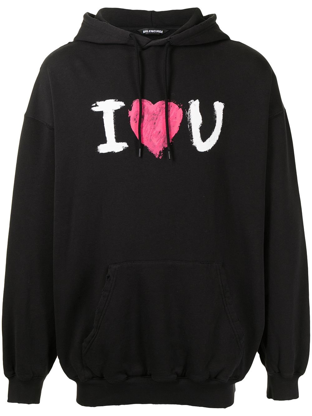 slogan-print drawstring hoodie - 1