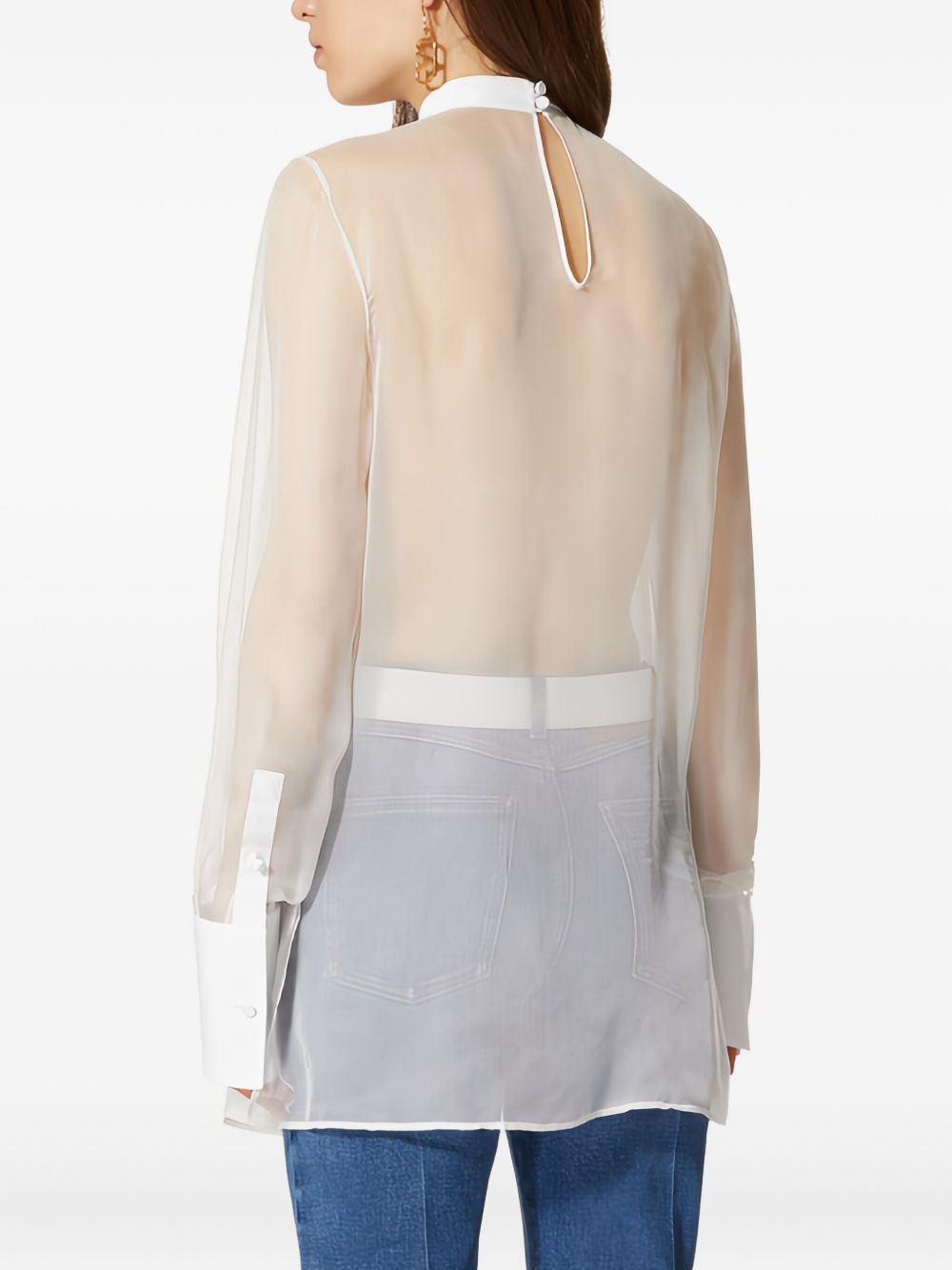 panelled silk shirt - 4