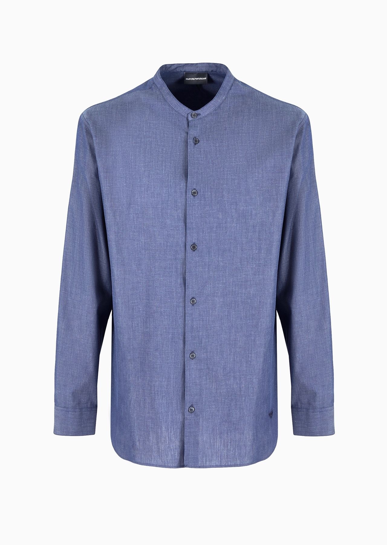 Chambray shirt with guru collar - 1