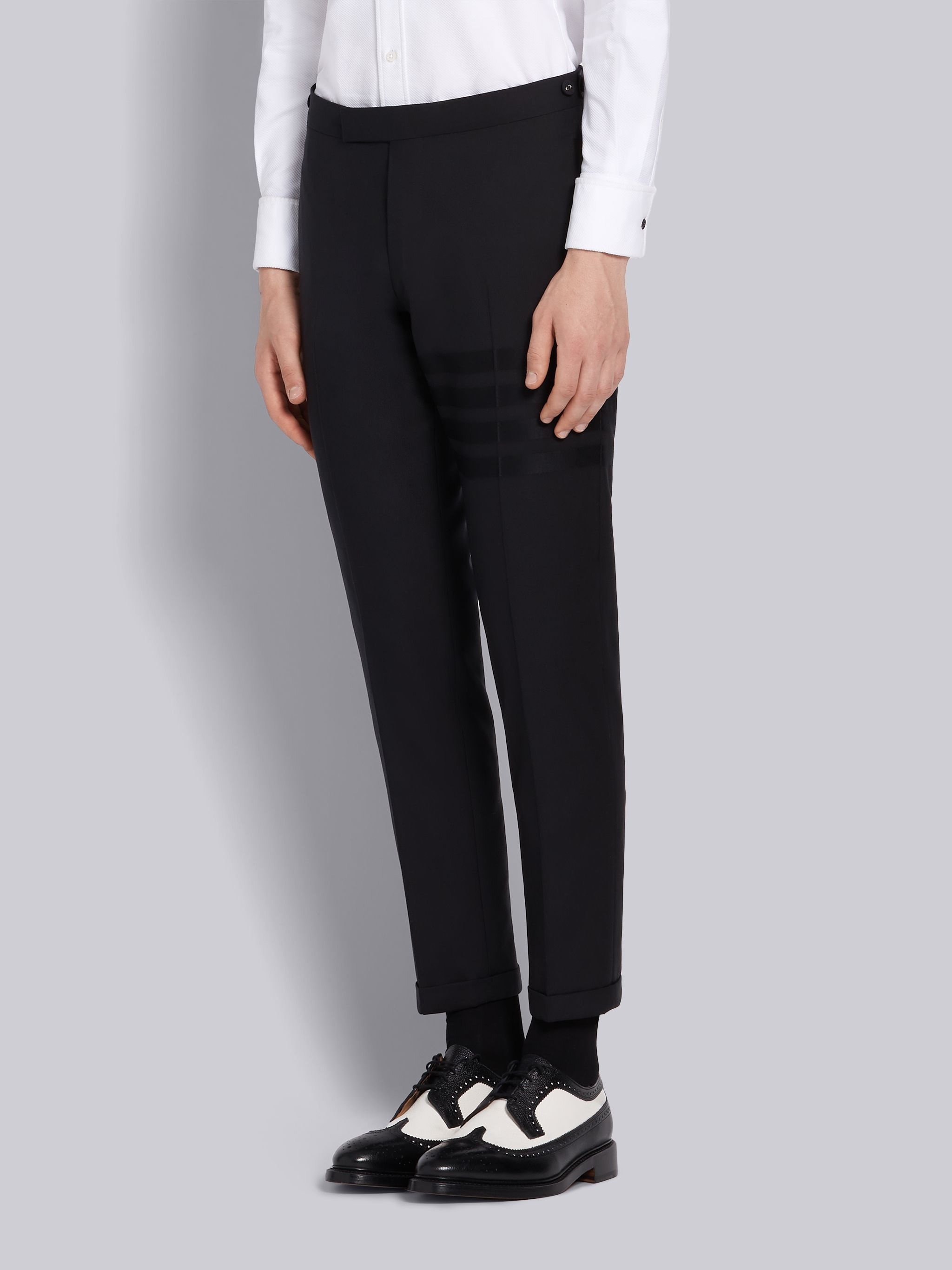 Black Plain Weave Suiting Skinny 4-Bar Trouser - 2