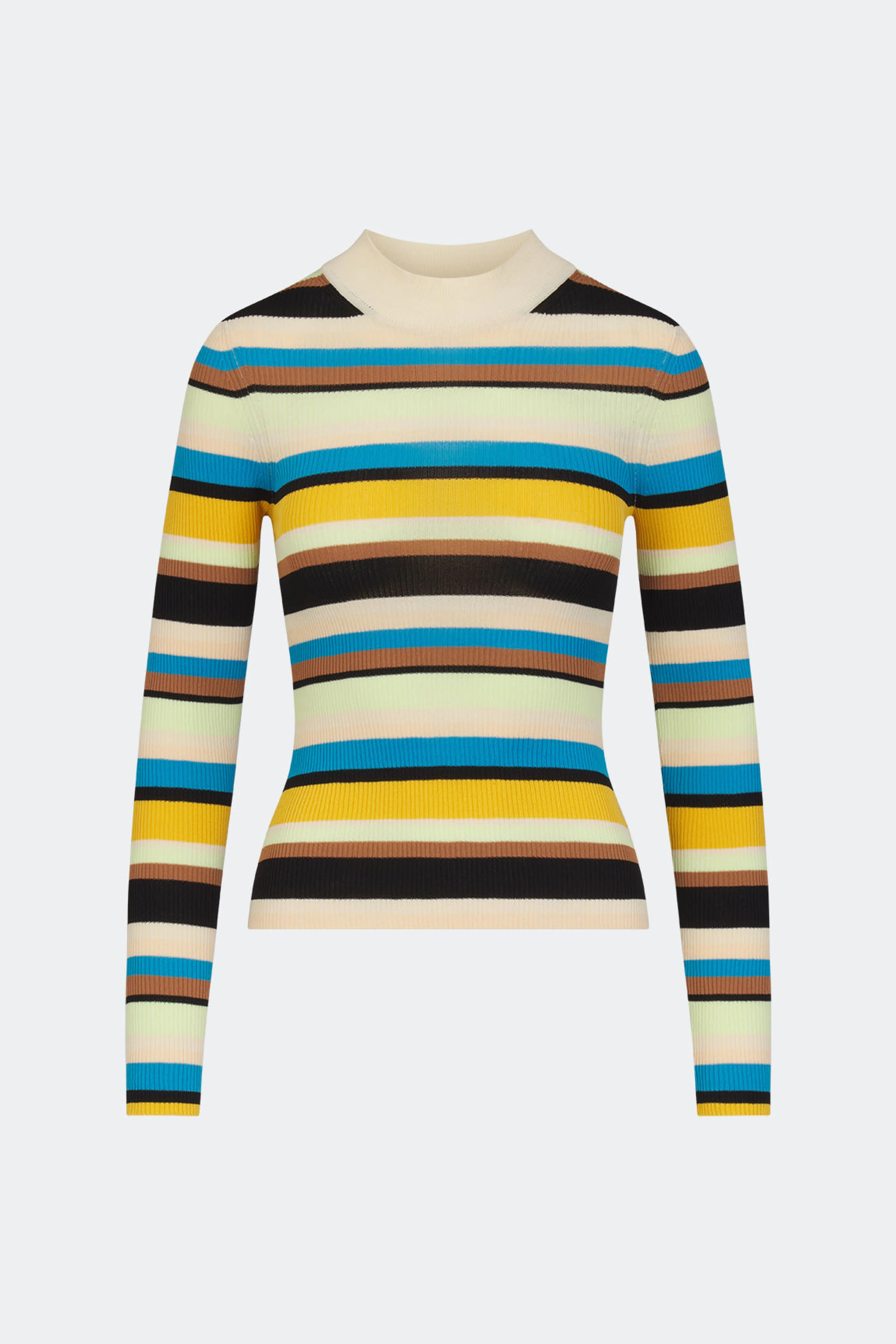 Mika Knit Long Sleeve Top In Ocean Stripe - 1