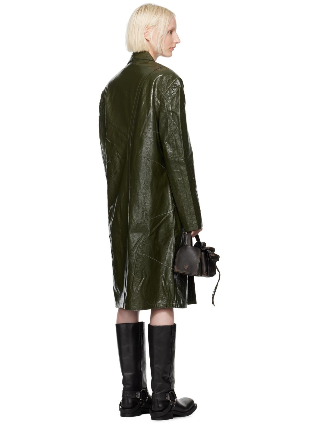 Green Mauer Faux-Leather Coat - 3